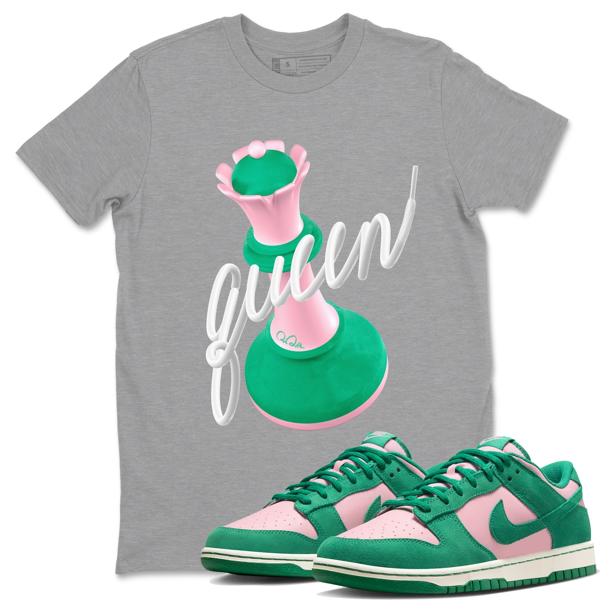 Dunk Low Medium Soft Pink Malachite shirt to match jordans 3D Queen sneaker tees Dunk Retro SE Medium Soft Pink Malachite Drip Gear Zone unisex cotton Heather Grey 1 crew neck shirt