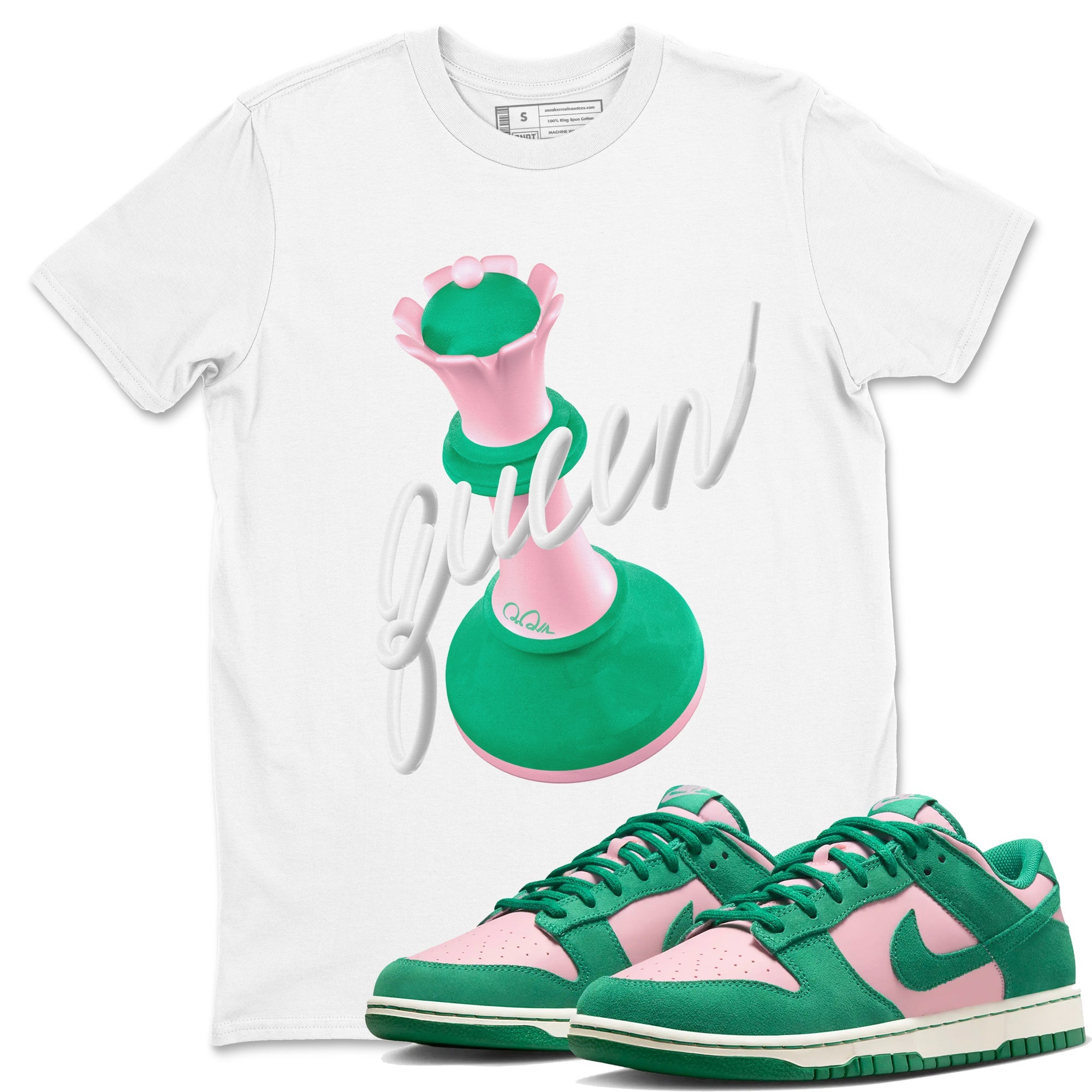 Dunk Low Medium Soft Pink Malachite shirt to match jordans 3D Queen sneaker tees Dunk Retro SE Medium Soft Pink Malachite Drip Gear Zone unisex cotton White 1 crew neck shirt