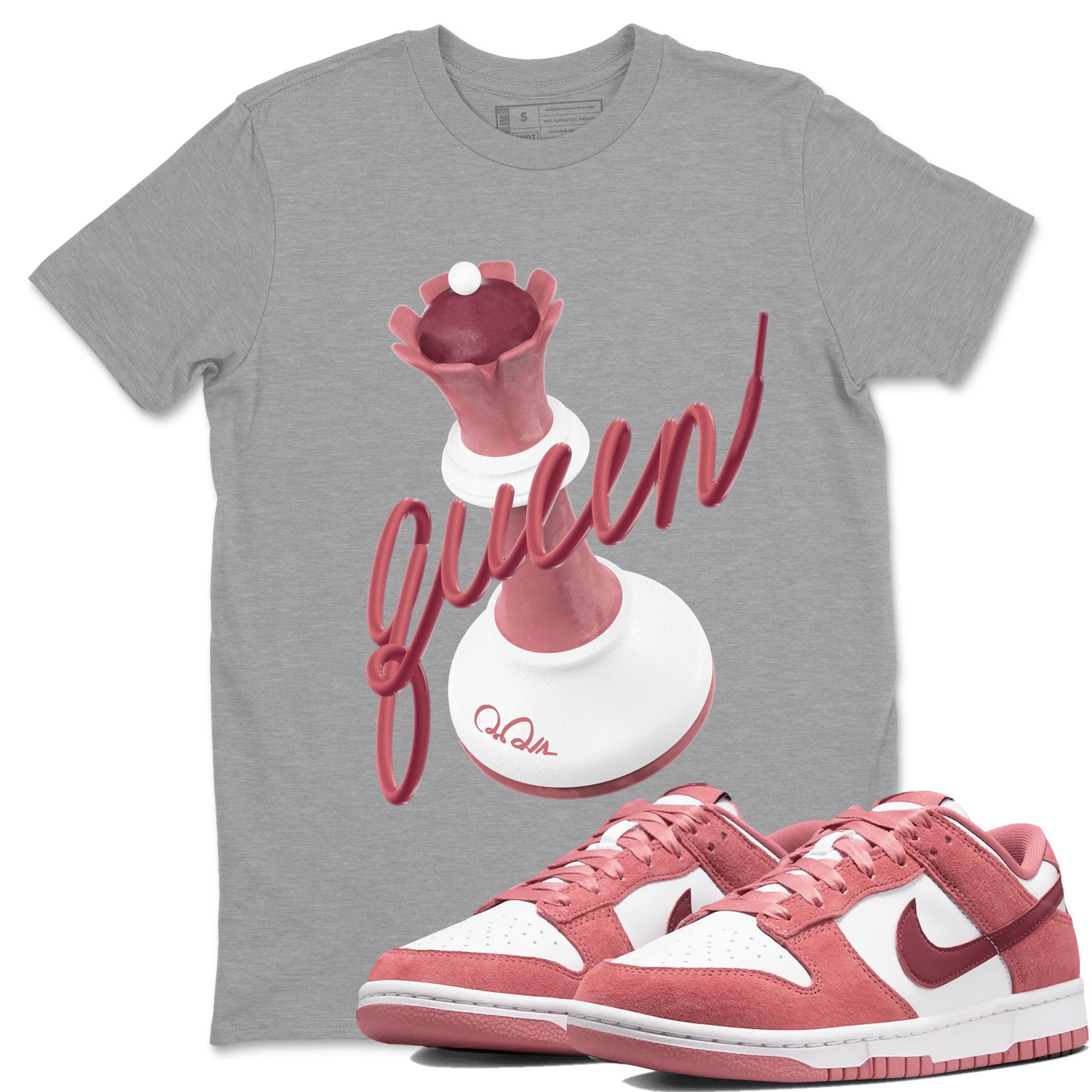 Dunk Valentines Day 2024 shirt to match jordans 3D Queen sneaker tees Dunk Happy Valentines Day 2024 Drip Gear Zone Unisex Heather Grey 1 T-Shirt