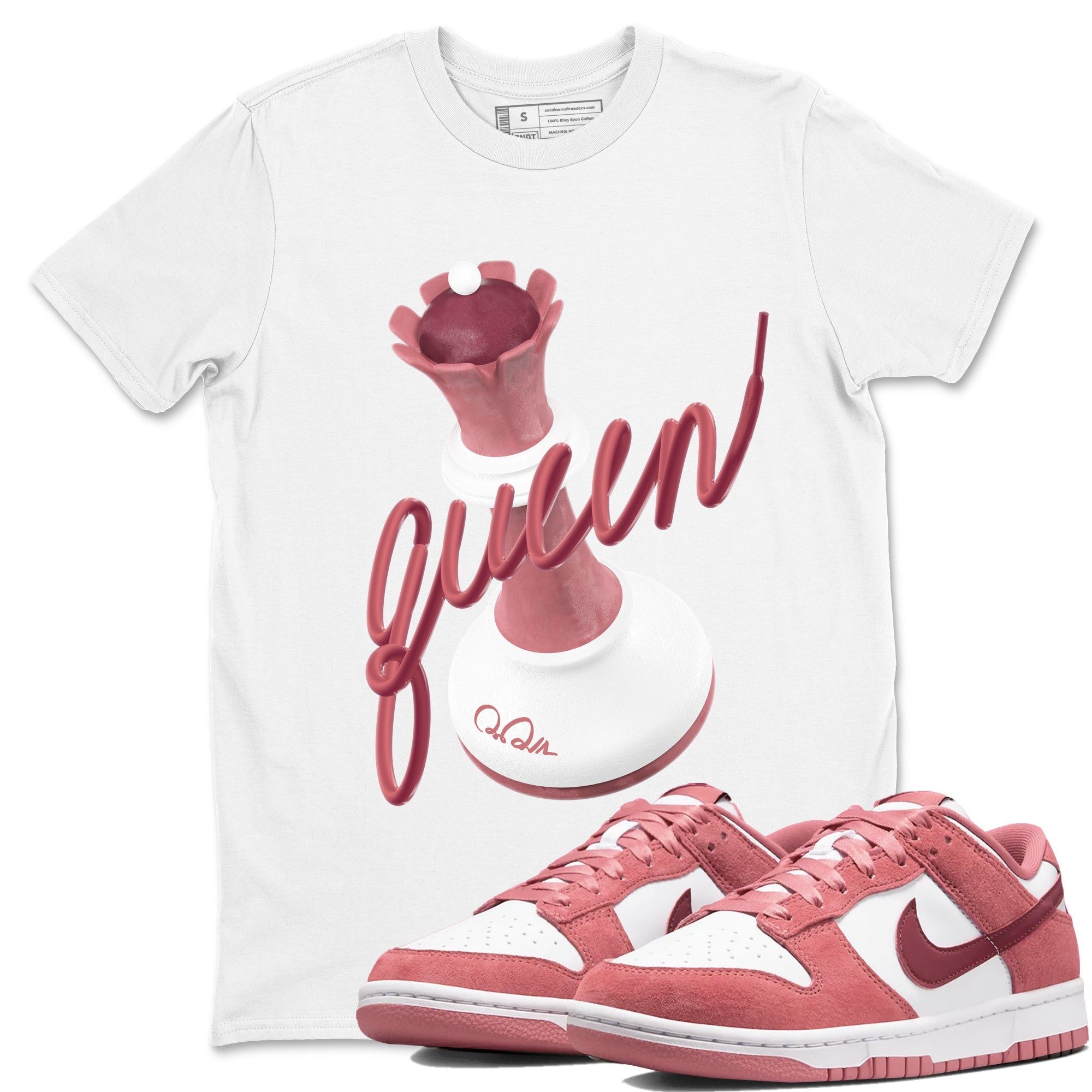 Dunk Valentines Day 2024 shirt to match jordans 3D Queen sneaker tees Dunk Happy Valentines Day 2024 Drip Gear Zone Unisex White 1 T-Shirt