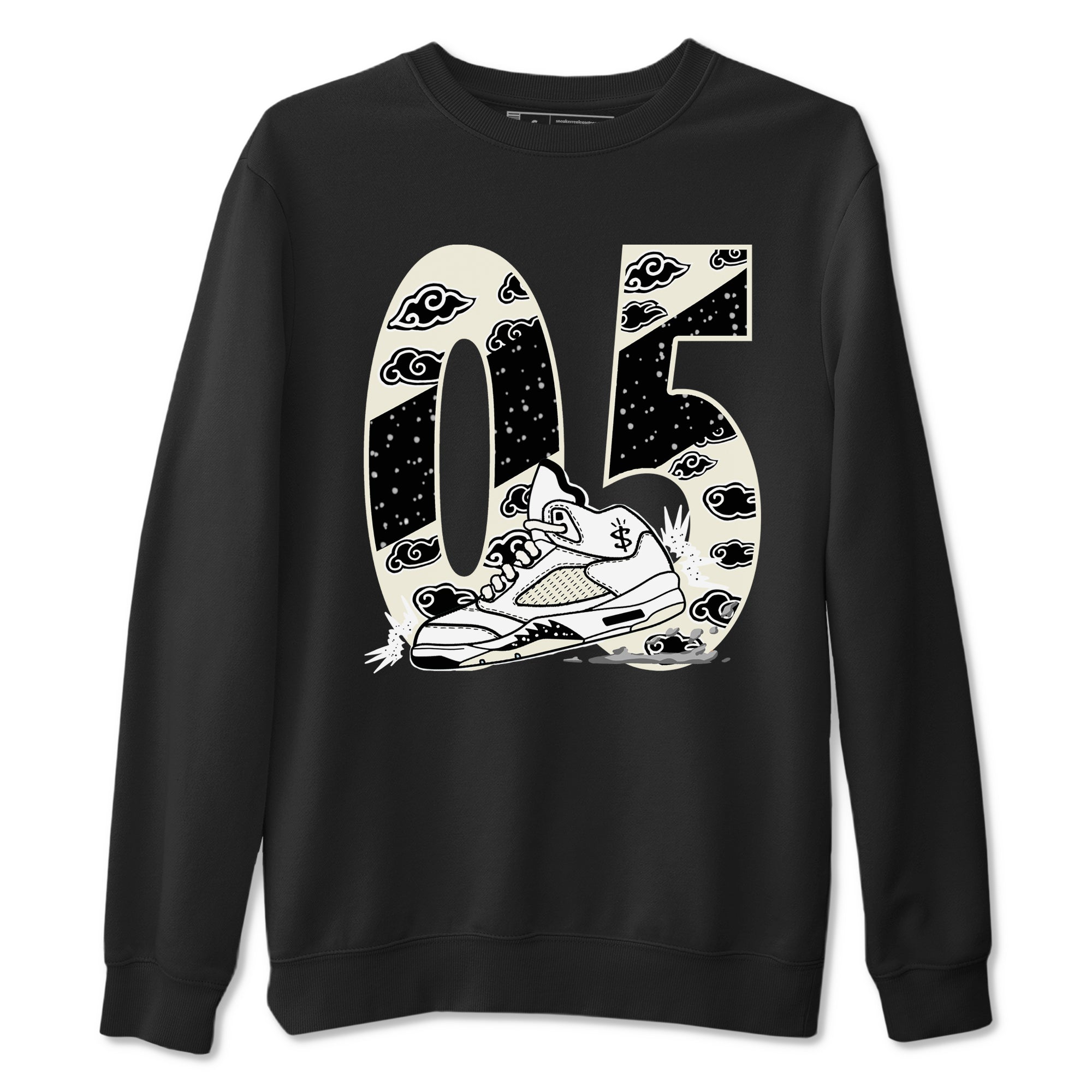 AJ5 Sail shirt to match jordans Aggressive Dribble sneaker tees Air Jordan 5 Sail Drip Gear Zone unisex cotton Black 2 crew neck shirt