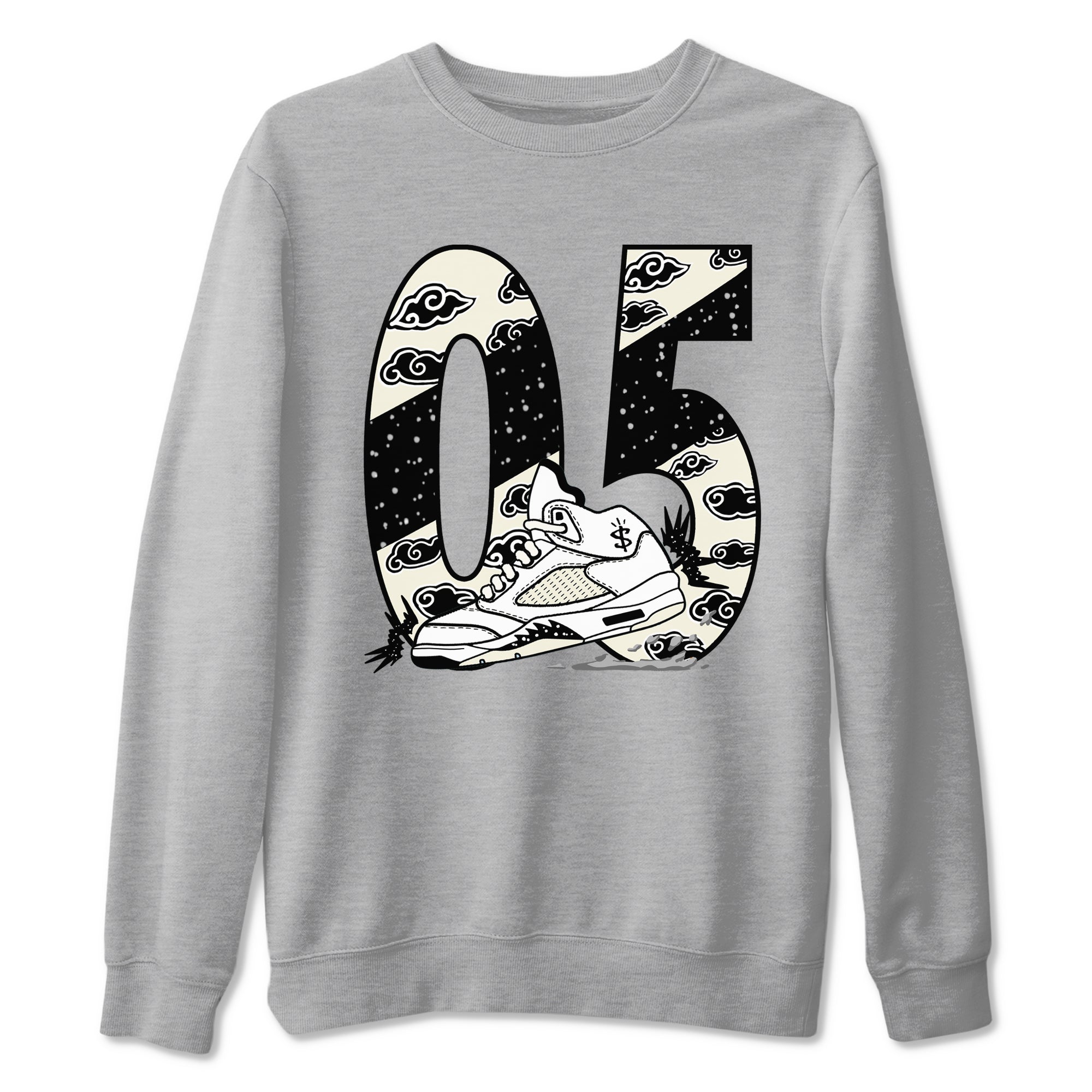 AJ5 Sail shirt to match jordans Aggressive Dribble sneaker tees Air Jordan 5 Sail Drip Gear Zone unisex cotton Heather Grey 2 crew neck shirt