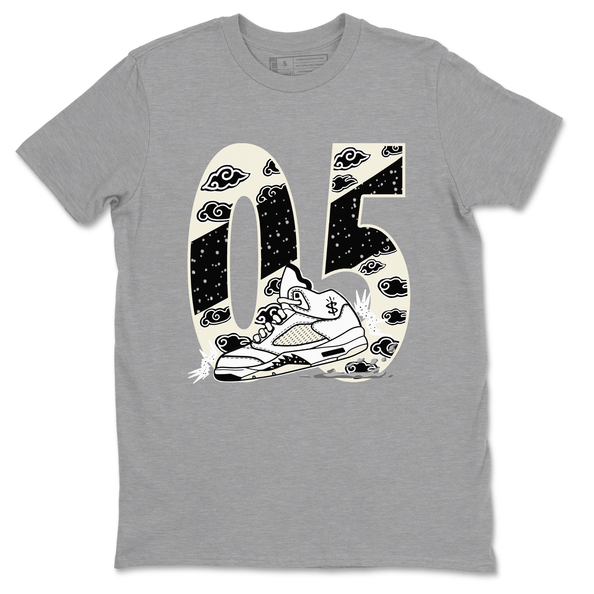 AJ5 Sail shirt to match jordans Aggressive Dribble sneaker tees Air Jordan 5 Sail Drip Gear Zone unisex cotton Heather Grey 2 crew neck shirt