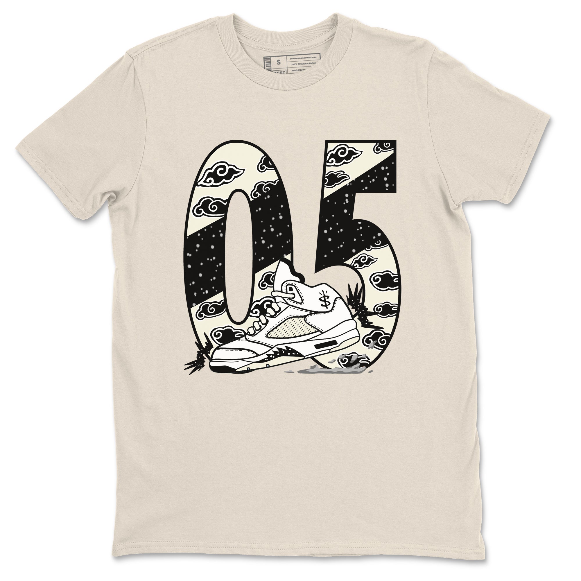 AJ5 Sail shirt to match jordans Aggressive Dribble sneaker tees Air Jordan 5 Sail Drip Gear Zone unisex cotton Natural 2 crew neck shirt