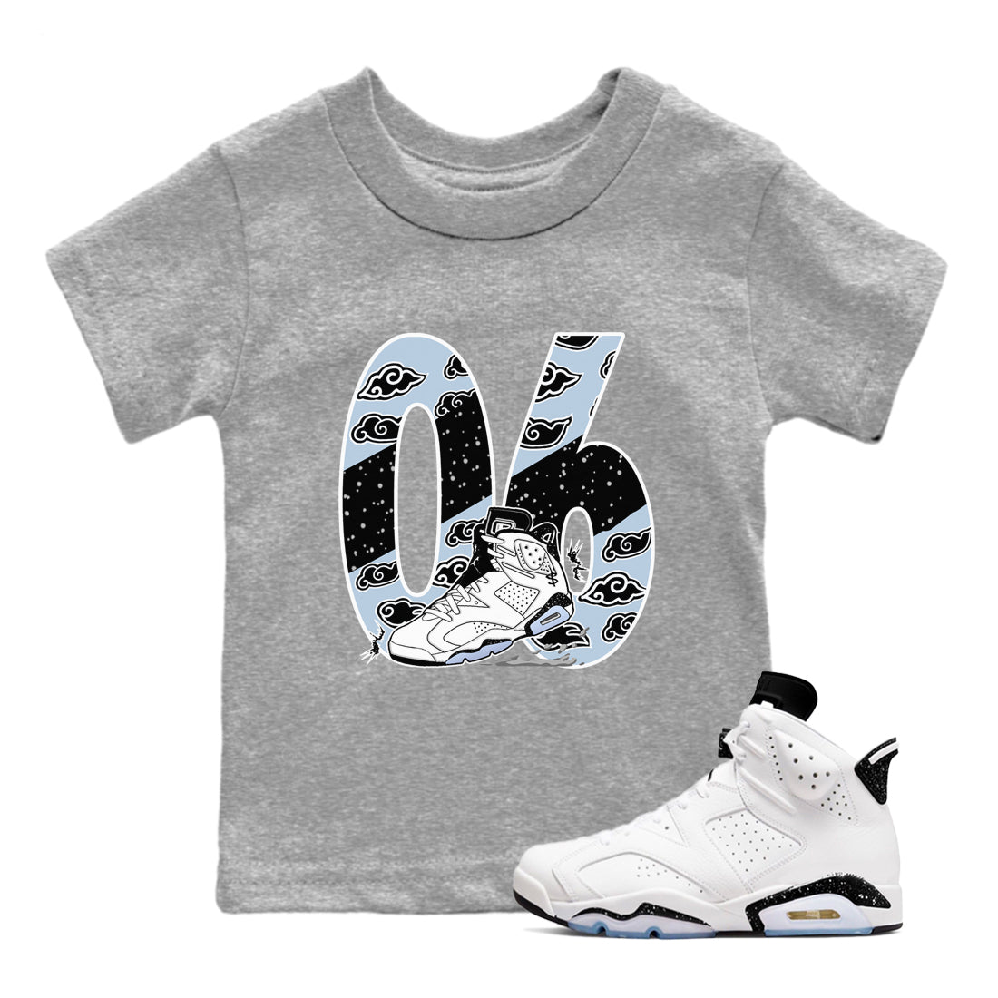6s Reverse Cookies shirt to match jordans Aggressive Dribble sneaker tees Air Jordan 6 Reverse Cookies SNRT sneaker release tees baby toddler Heather Grey 1 cotton Shirt