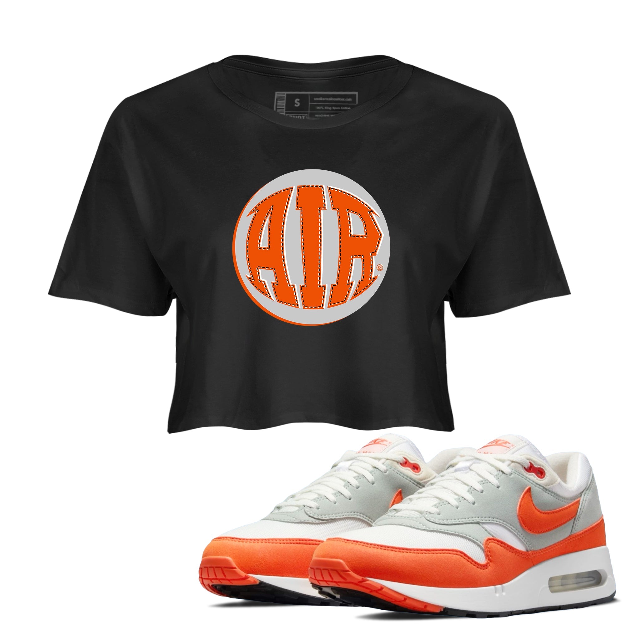 Air Max 1 OG '86 'Summit White and Cosmic Clay shirts to match jordans AIR sneaker match tees Air Max 1 Cosmic Clay match shoes to clothes Drip Gear Zone unisex cotton Black 1 crop tee