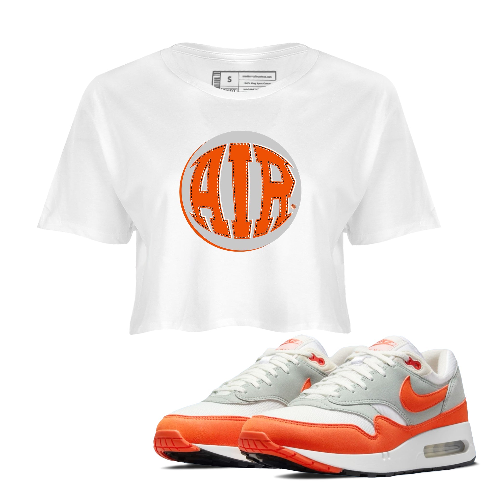 Air Max 1 OG '86 'Summit White and Cosmic Clay shirts to match jordans AIR sneaker match tees Air Max 1 Cosmic Clay match shoes to clothes Drip Gear Zone unisex cotton White 1 crop tee