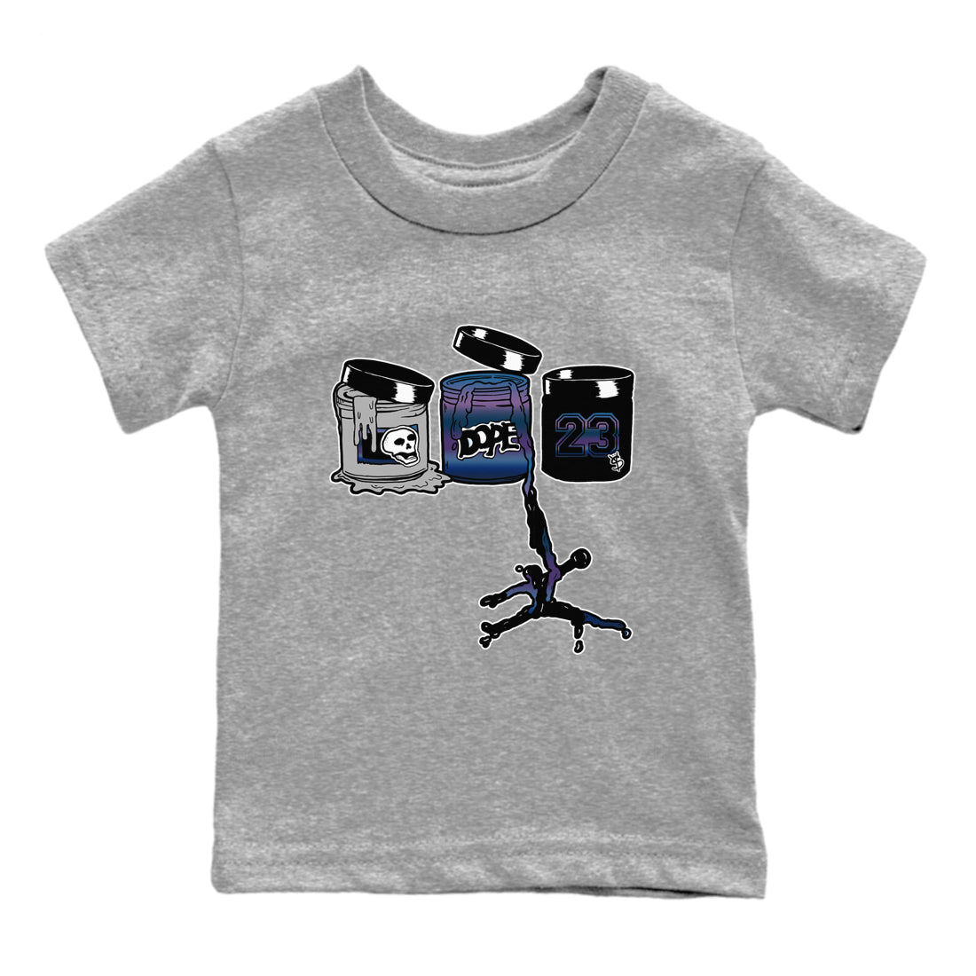 Air Foamposite One Galaxy shirts to match jordans Jordan Paint sneaker match tees Air Foamposite One Galaxy Drip Gear Zone Youth Baby Heather Grey 2 crew neck shirts