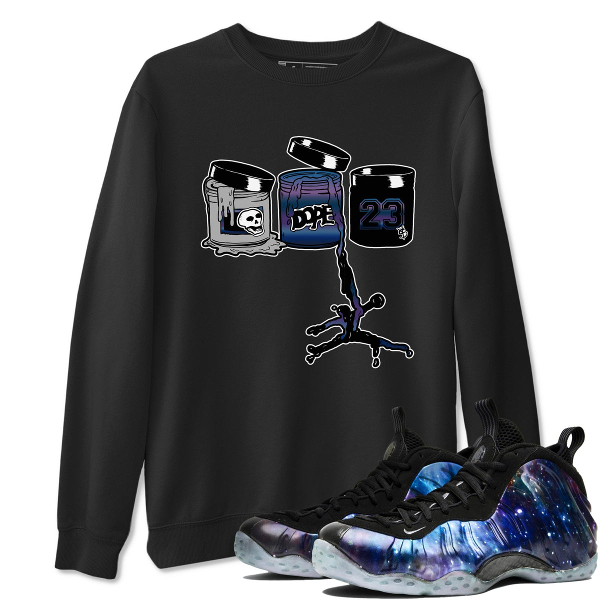 Air Foamposite One Galaxy shirts to match jordans Jordan Paint sneaker match tees Air Foamposite One Galaxy Drip Gear Zone unisex cotton Black 1 crew neck shirts