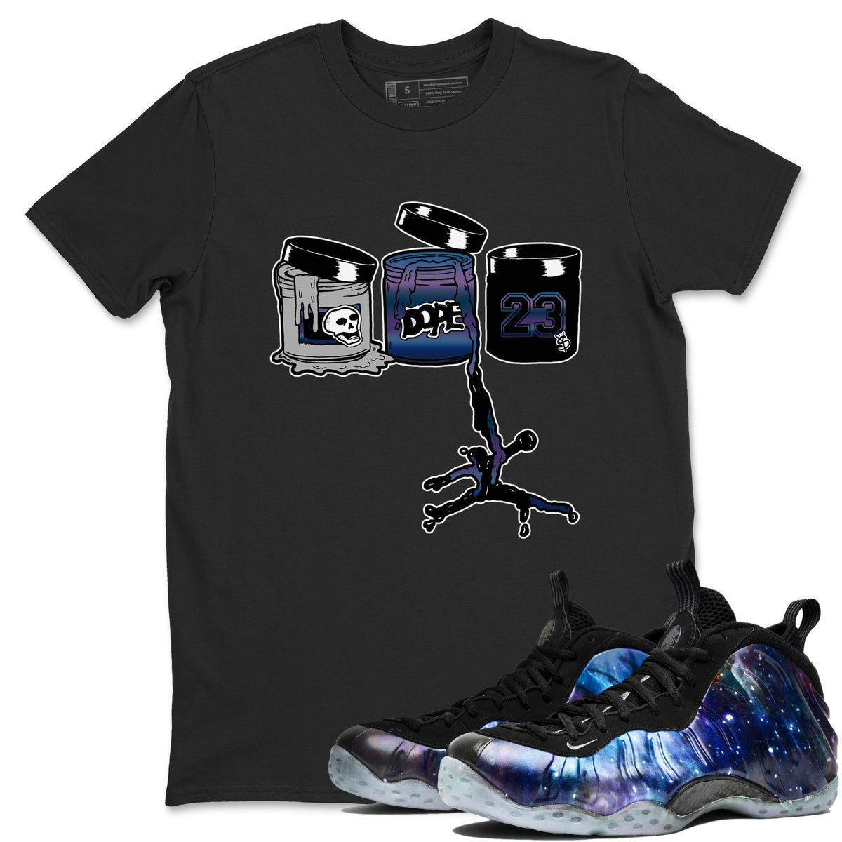 Air Foamposite One Galaxy shirts to match jordans Jordan Paint sneaker match tees Air Foamposite One Galaxy Drip Gear Zone unisex cotton Black 1 crew neck shirts