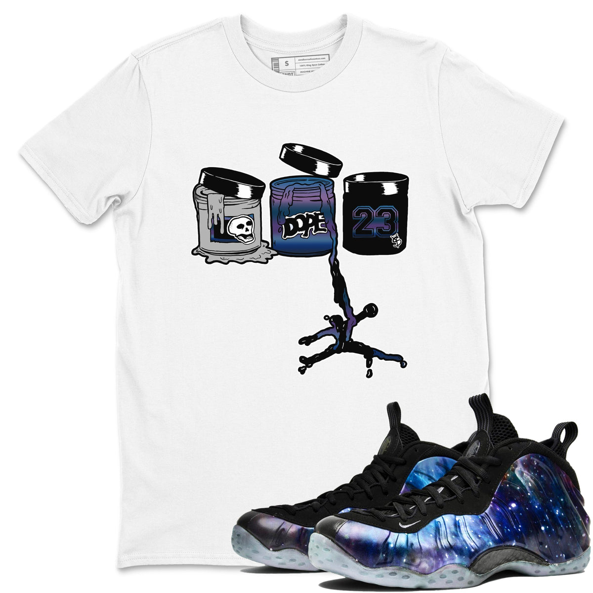 Air Foamposite One Galaxy shirts to match jordans Jordan Paint sneaker match tees Air Foamposite One Galaxy Drip Gear Zone unisex cotton White 1 crew neck shirts