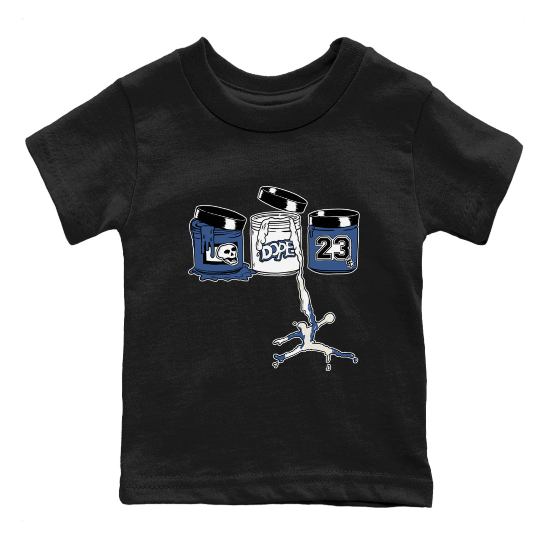 11s Diffused Blue Shirts To Match Jordans Jordan Paint sneaker match tees Air Jordan 11 Diffused Blue Tee Drip Gear Zone Youth Baby Black 2 crew neck shirts