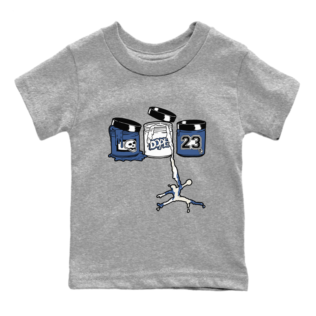 11s Diffused Blue Shirts To Match Jordans Jordan Paint sneaker match tees Air Jordan 11 Diffused Blue Tee Drip Gear Zone Youth Baby Heather Grey 2 crew neck shirts