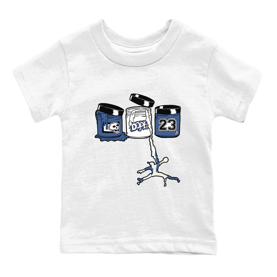 11s Diffused Blue Shirts To Match Jordans Jordan Paint sneaker match tees Air Jordan 11 Diffused Blue Tee Drip Gear Zone Youth Baby White 2 crew neck shirts