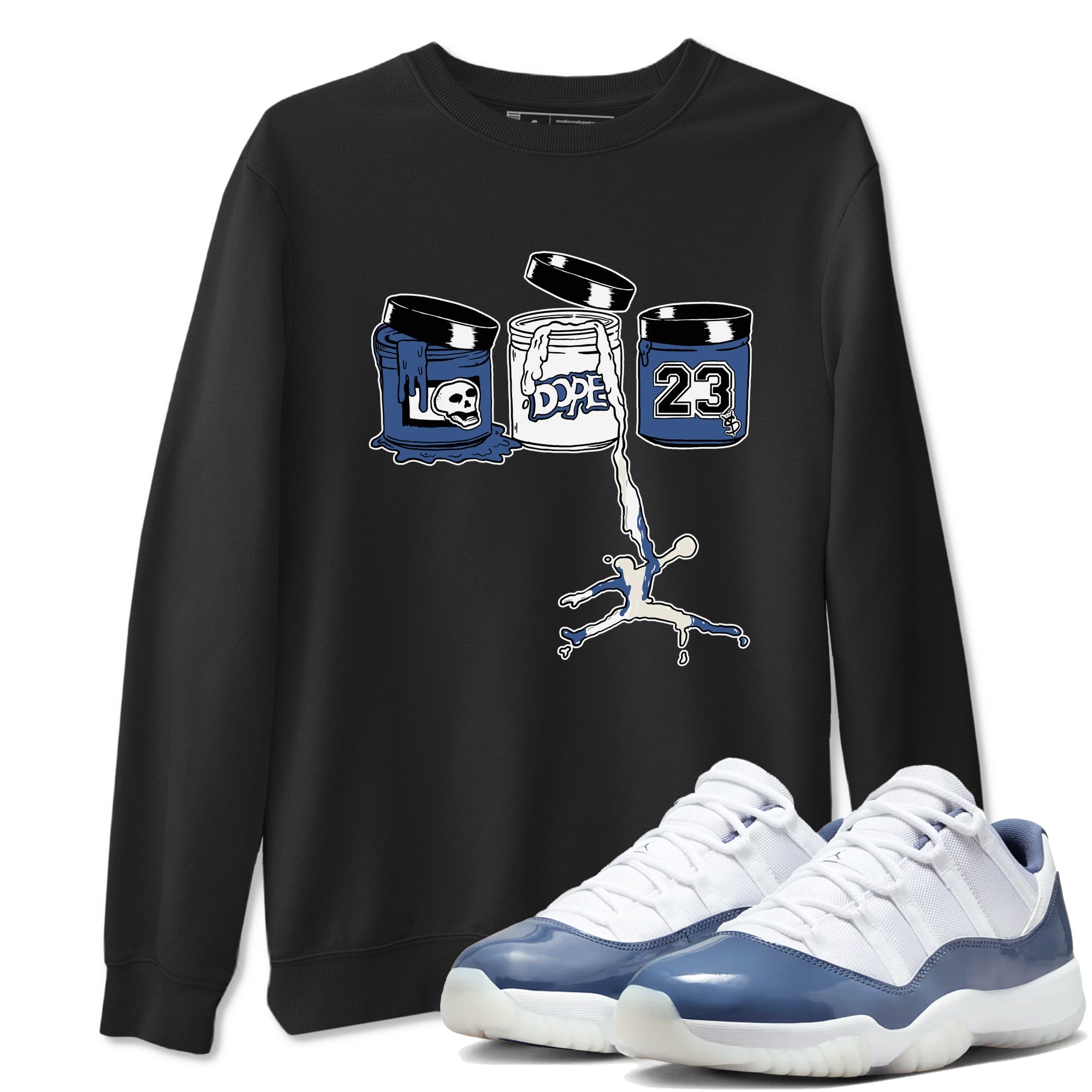 11s Diffused Blue Shirts To Match Jordans Jordan Paint sneaker match tees Air Jordan 11 Diffused Blue Tee Drip Gear Zone unisex cotton Black 1 crew neck shirts