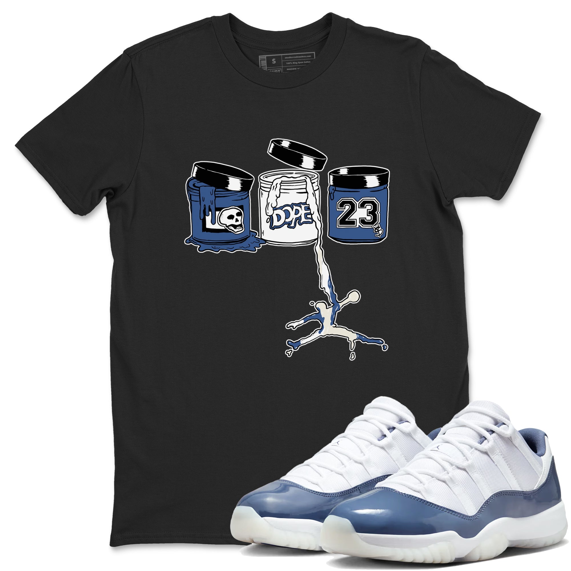 11s Diffused Blue Shirts To Match Jordans Jordan Paint sneaker match tees Air Jordan 11 Diffused Blue Tee Drip Gear Zone unisex cotton Black 1 crew neck shirts