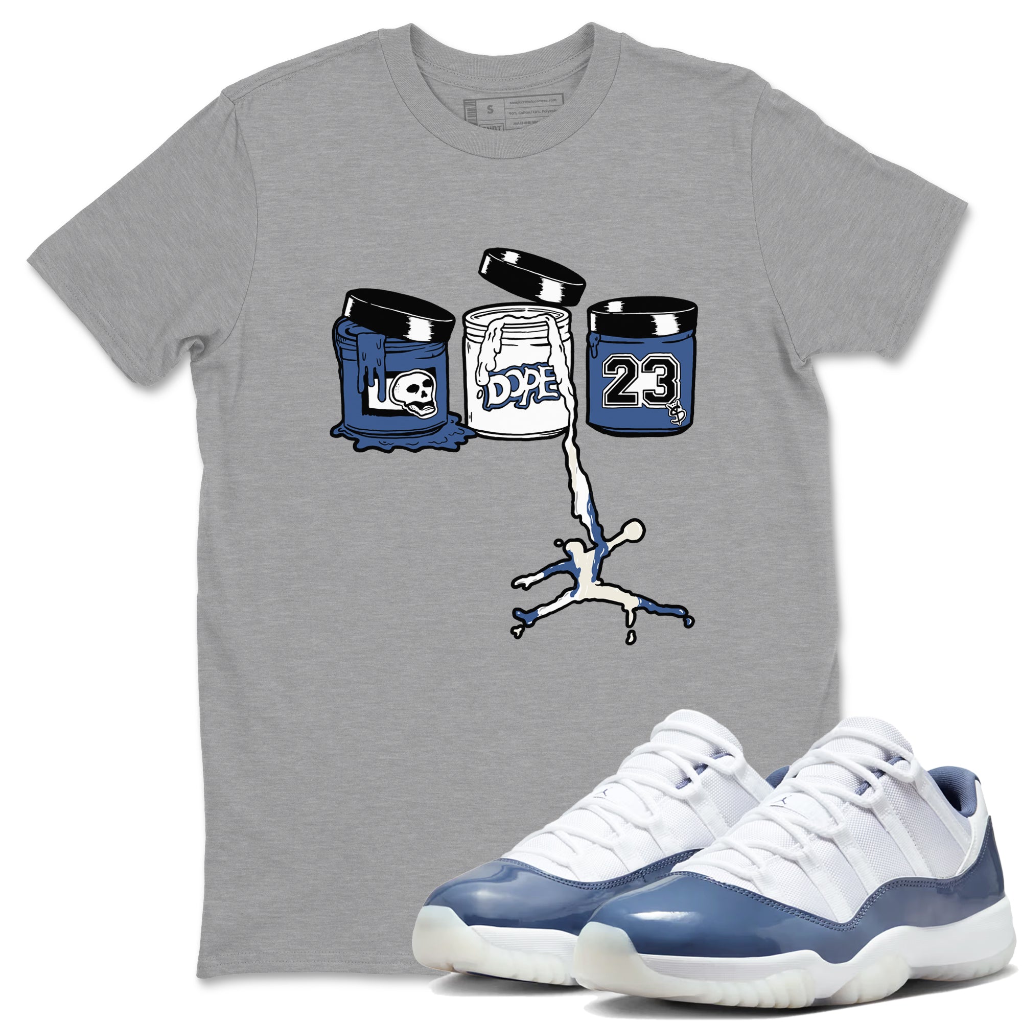 11s Diffused Blue Shirts To Match Jordans Jordan Paint sneaker match tees Air Jordan 11 Diffused Blue Tee Drip Gear Zone unisex cotton Heather Grey 1 crew neck shirts