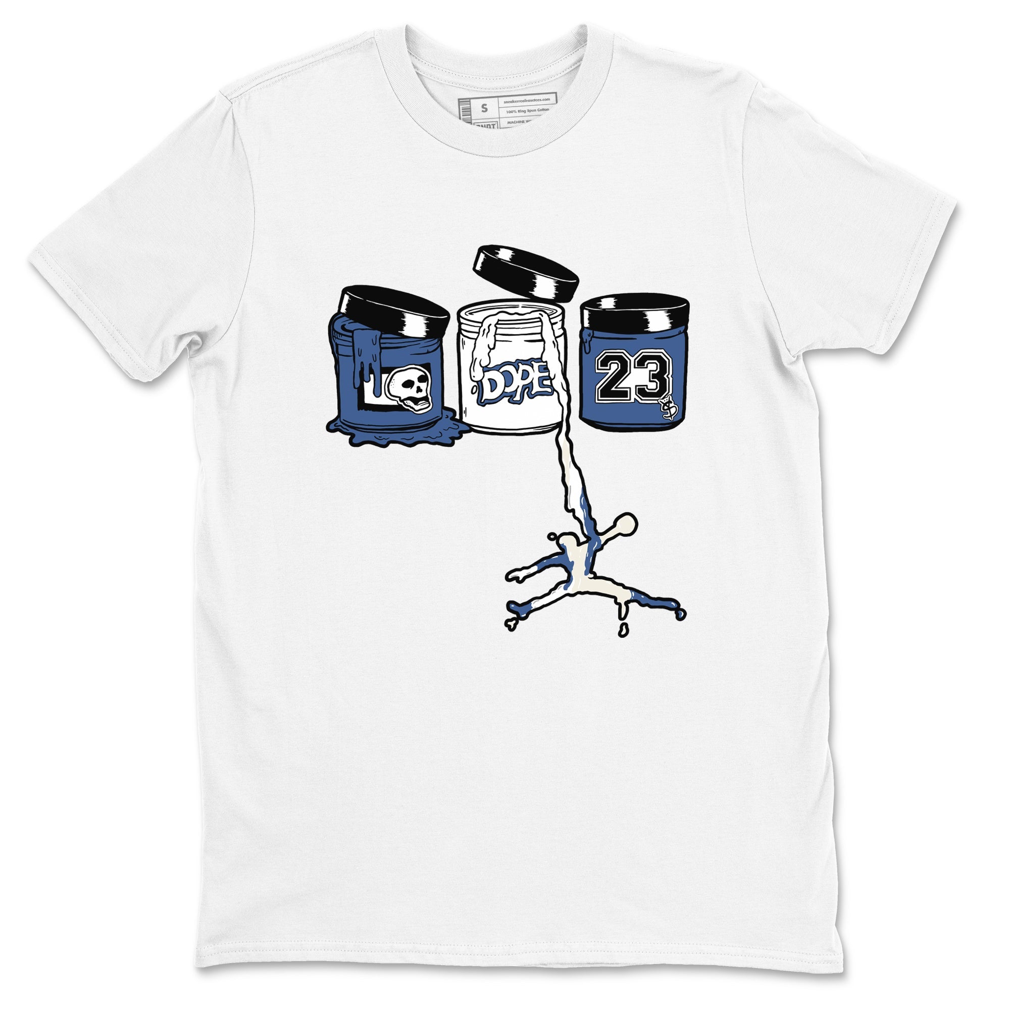 11s Diffused Blue Shirts To Match Jordans Jordan Paint sneaker match tees Air Jordan 11 Diffused Blue Tee Drip Gear Zone unisex cotton White 2 crew neck shirts