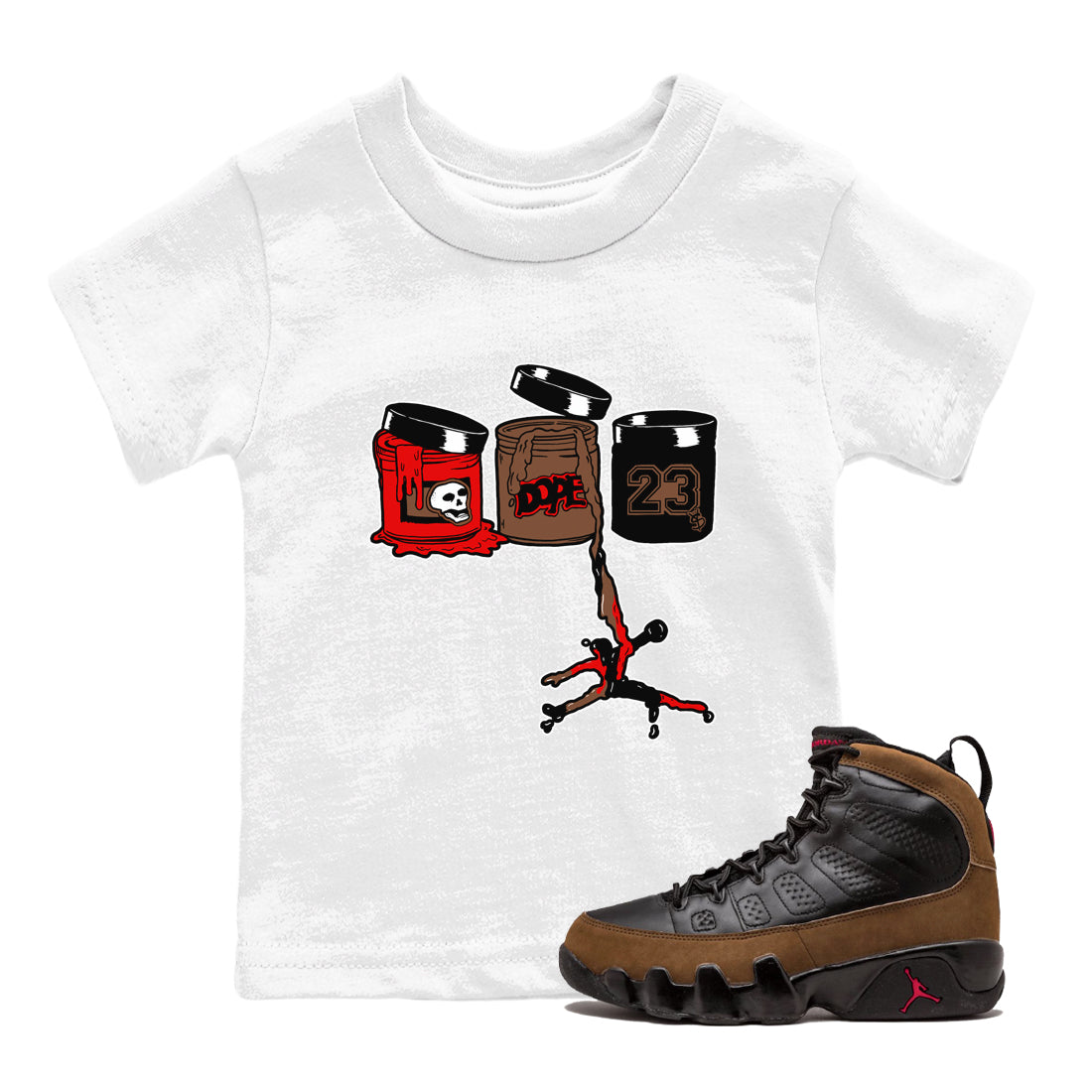 9s Olive shirts to match jordans Jordan Paint sneaker match tees Air Jordan 9 Olive match shoes to clothes Drip Gear Zone Youth Baby White 1 tee