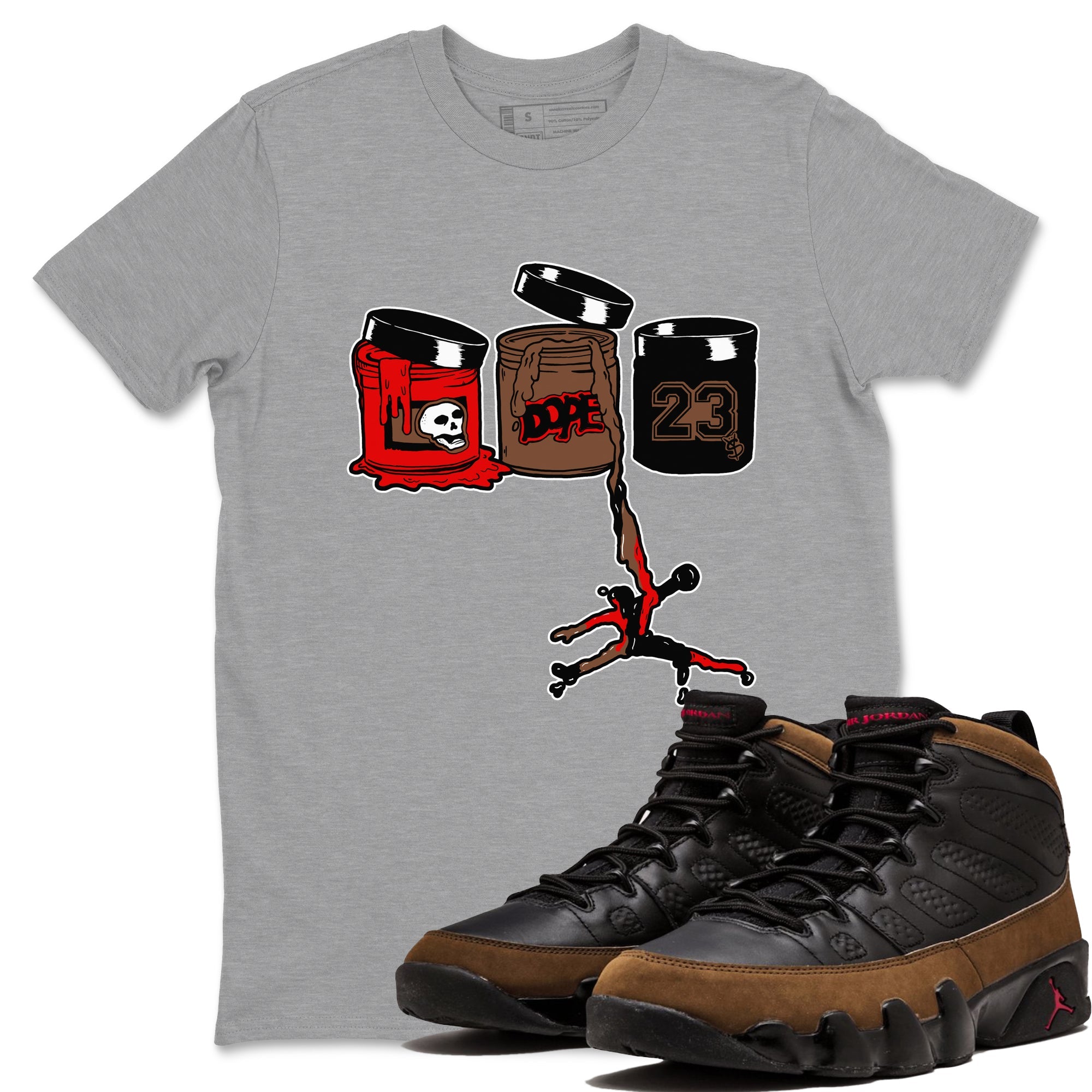 9s Olive shirts to match jordans Jordan Paint sneaker match tees Air Jordan 9 Olive match shoes to clothes Drip Gear Zone unisex cotton Heather Grey 1 shirts