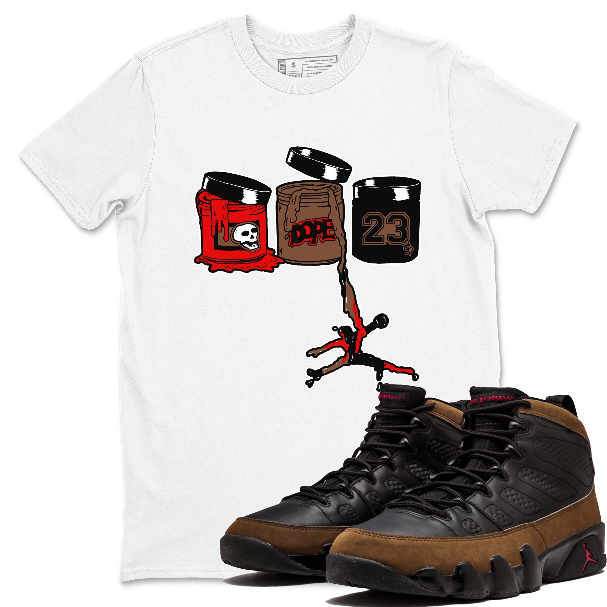 9s Olive shirts to match jordans Jordan Paint sneaker match tees Air Jordan 9 Olive match shoes to clothes Drip Gear Zone unisex cotton White 1 shirts
