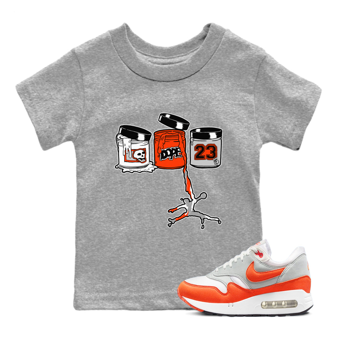 Air Max 1 OG '86 'Summit White and Cosmic Clay shirts to match jordans Jordan Paint sneaker match tees Air Max 1 Cosmic Clay match shoes to clothes Drip Gear Zone Youth Baby Heather Grey 1 tee