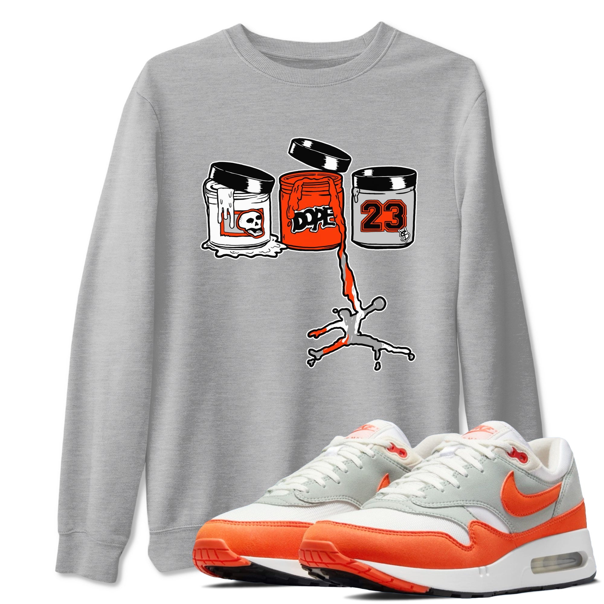 Air Max 1 OG '86 'Summit White and Cosmic Clay shirts to match jordans Jordan Paint sneaker match tees Air Max 1 Cosmic Clay match shoes to clothes Drip Gear Zone unisex cotton Heather Grey 1 shirts