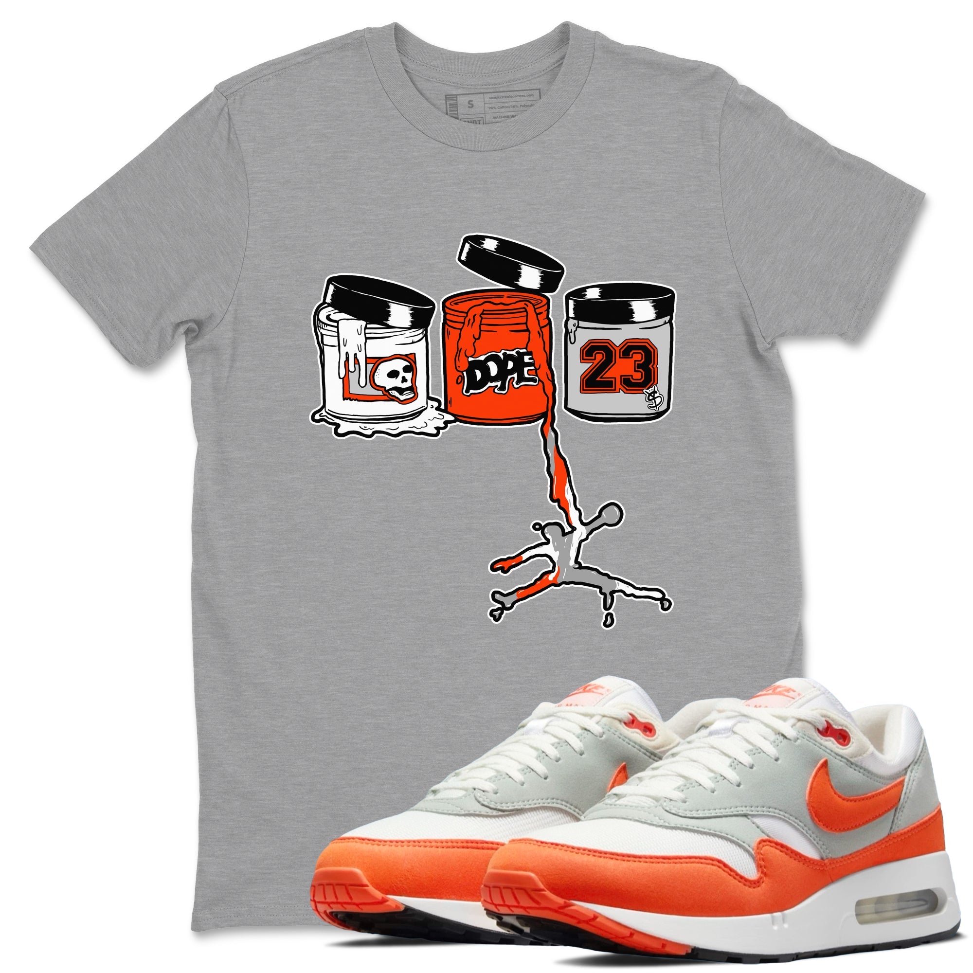 Air Max 1 OG '86 'Summit White and Cosmic Clay shirts to match jordans Jordan Paint sneaker match tees Air Max 1 Cosmic Clay match shoes to clothes Drip Gear Zone unisex cotton Heather Grey 1 shirts