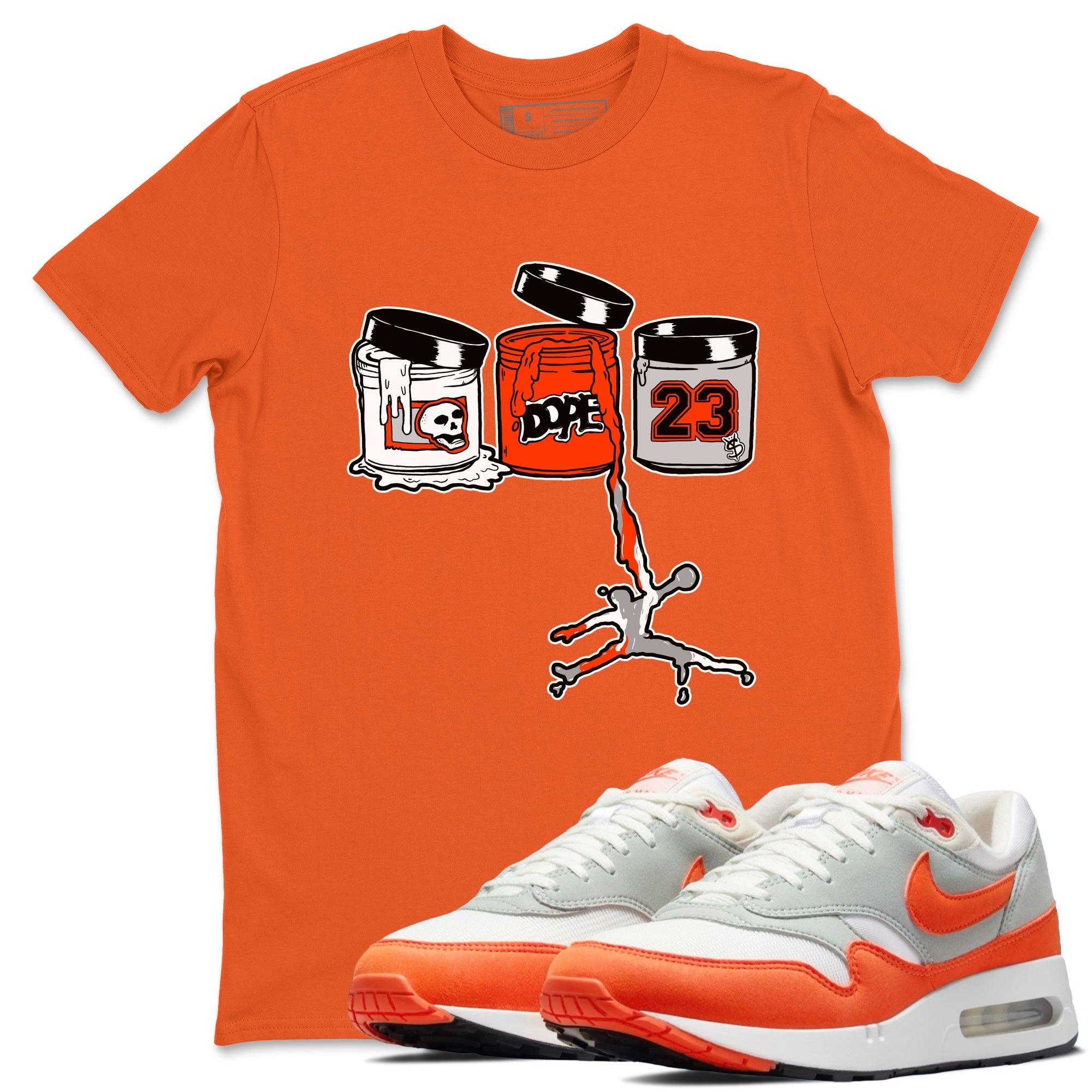 Air Max 1 OG '86 'Summit White and Cosmic Clay shirts to match jordans Jordan Paint sneaker match tees Air Max 1 Cosmic Clay match shoes to clothes Drip Gear Zone unisex cotton Orange 1 shirts