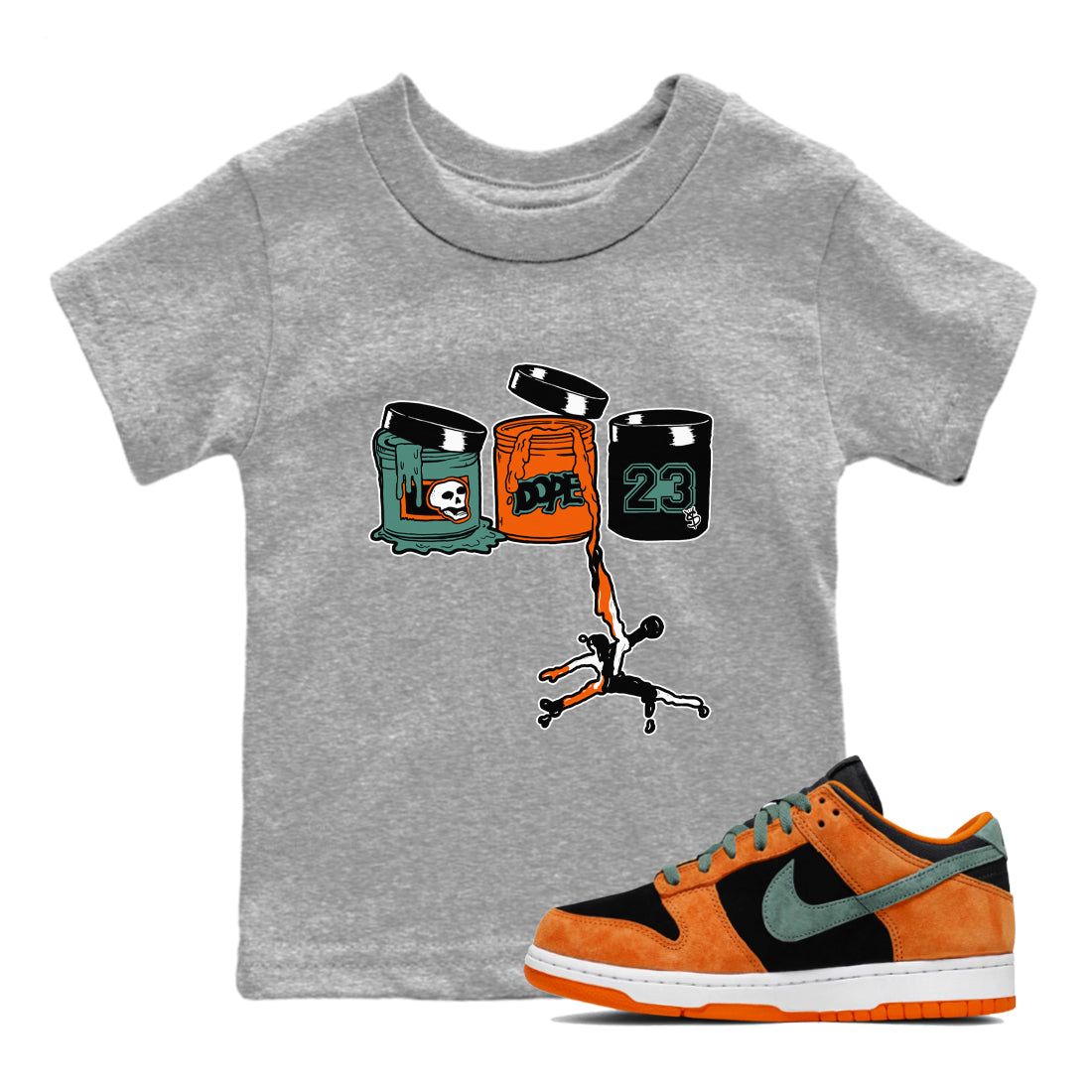 Dunk Low Ceramic shirts to match jordans Jordan Paint sneaker match tees Dunk Ceramic match shoes to clothes Drip Gear Zone Youth Baby Heather Grey 1 tee