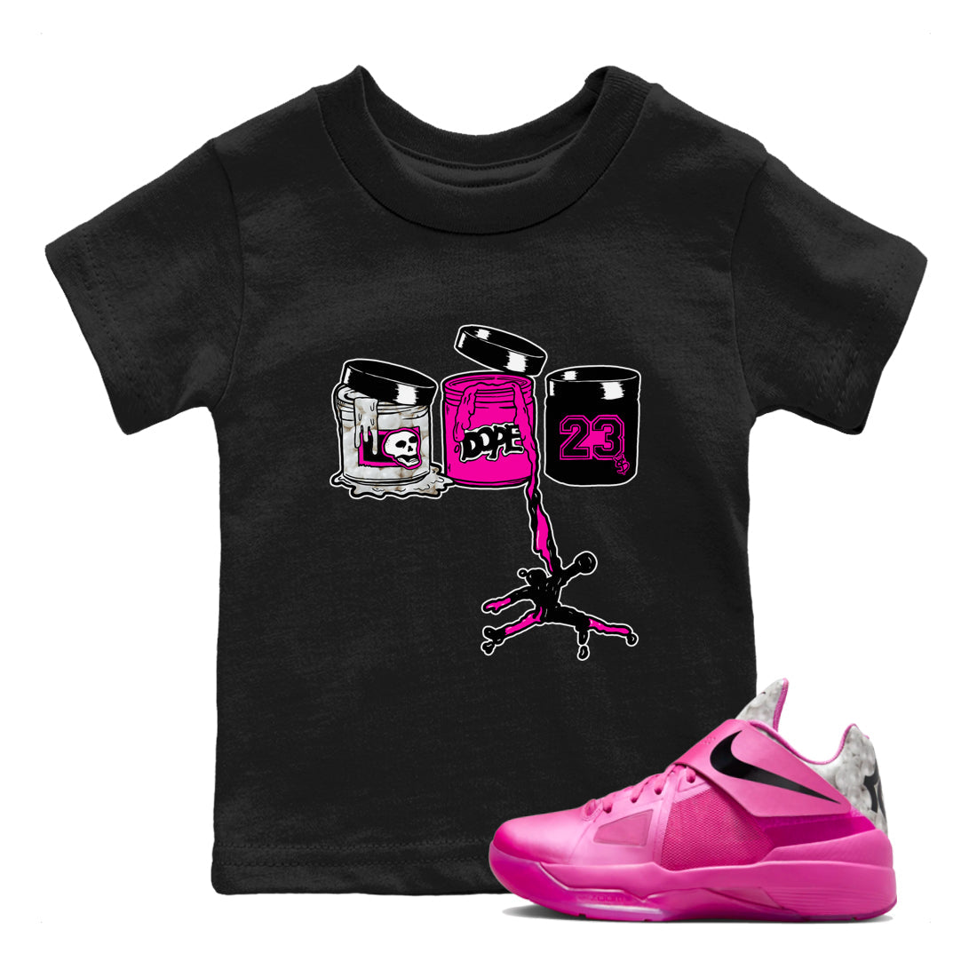 Nike KD 4 Retro Aunt Pearl shirts to match jordans Jordan Paint sneaker match tees Nike KD 4 Aunt Pearl match shoes to clothes Drip Gear Zone Youth Baby Black 1 tee
