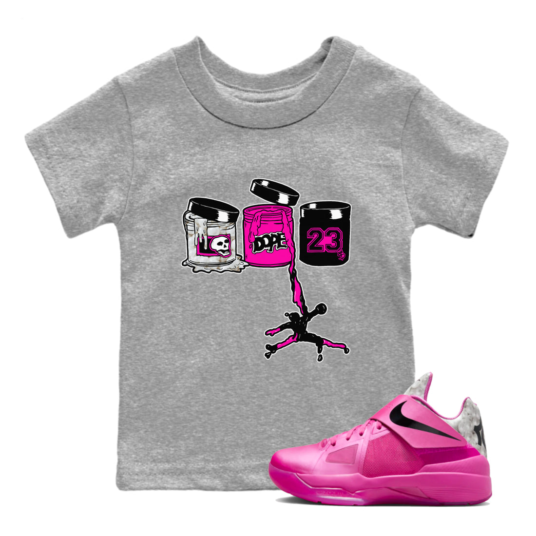 Nike KD 4 Retro Aunt Pearl shirts to match jordans Jordan Paint sneaker match tees Nike KD 4 Aunt Pearl match shoes to clothes Drip Gear Zone Youth Baby Heather Grey 1 tee