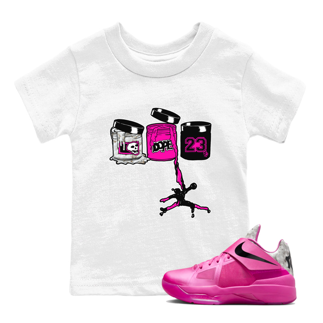 Nike KD 4 Retro Aunt Pearl shirts to match jordans Jordan Paint sneaker match tees Nike KD 4 Aunt Pearl match shoes to clothes Drip Gear Zone Youth Baby White 1 tee