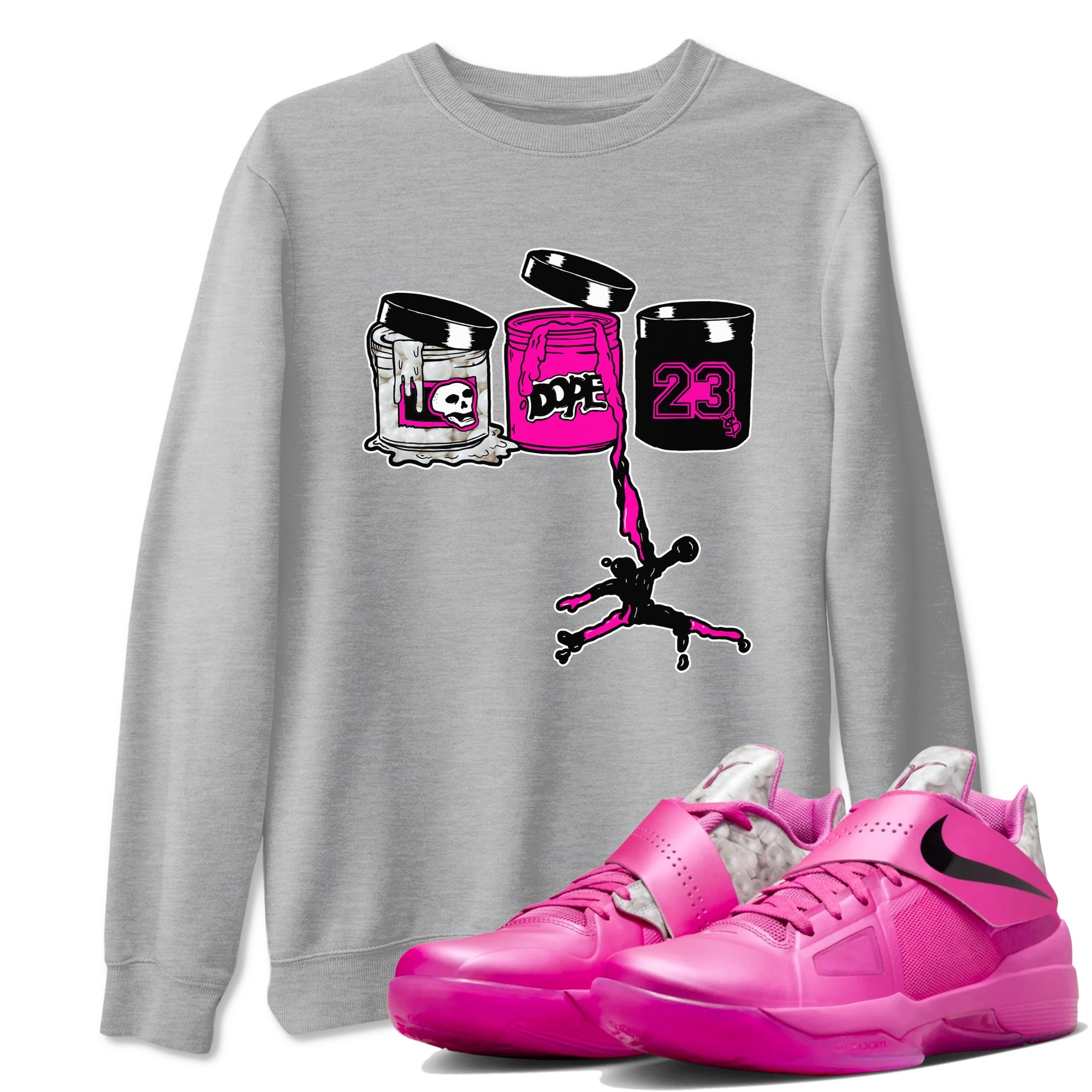 Nike KD 4 Retro Aunt Pearl shirts to match jordans Jordan Paint sneaker match tees Nike KD 4 Aunt Pearl match shoes to clothes Drip Gear Zone unisex cotton Heather Grey 1 shirts