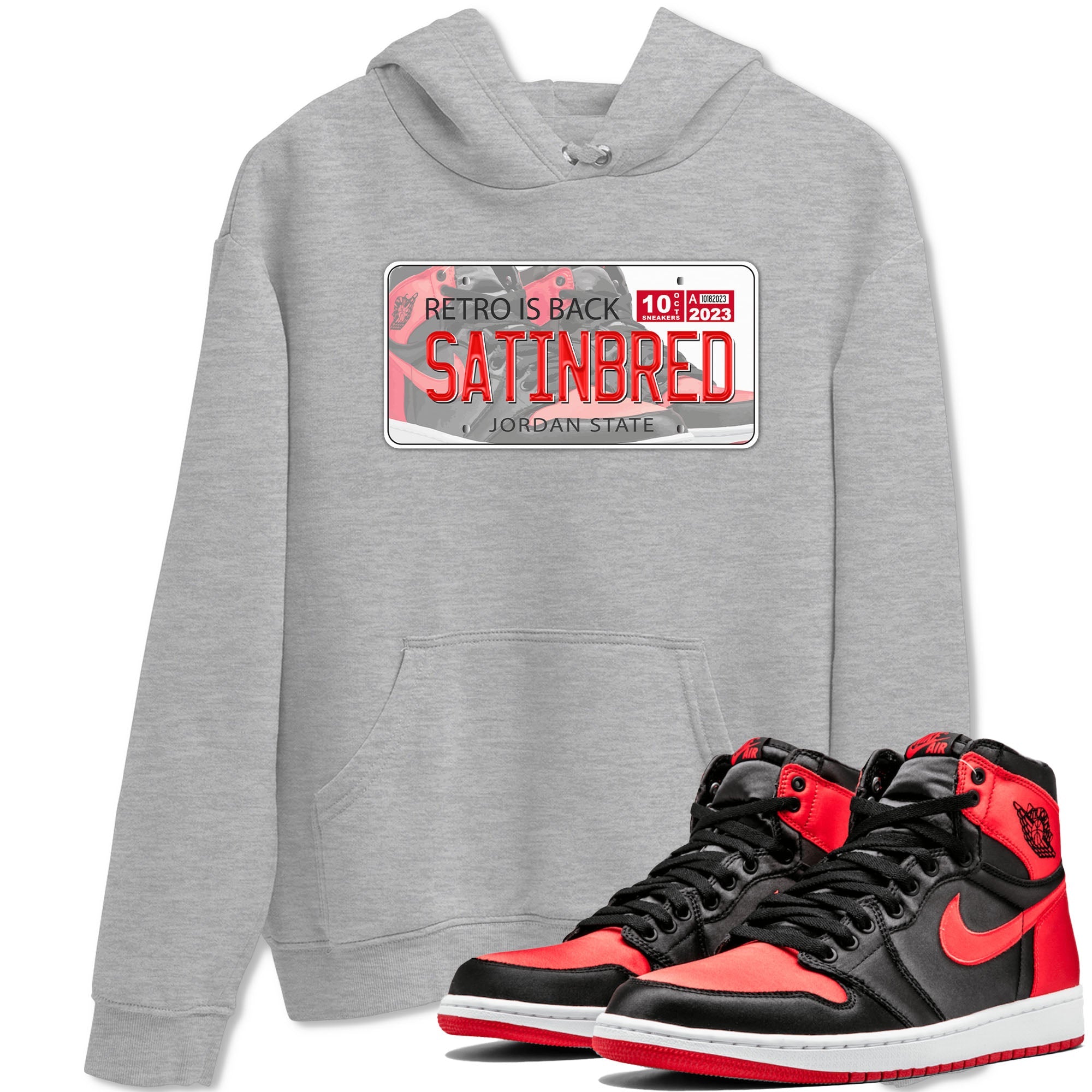 Air Jordan 1 Satin Bred shirt to match jordans Jordan Plate sneaker tees AJ1 Retro Satin Bred Drip Gear Zone Sneaker Matching Clothing Brand Unisex Sneaker Tee Heather Grey 1 T-Shirt