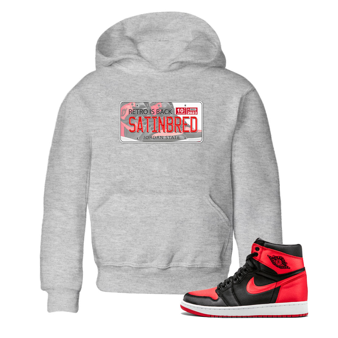Air Jordan 1 Satin Bred shirt to match jordans Jordan Plate sneaker tees AJ1 Retro Satin Bred Drip Gear Zone Sneaker Matching Clothing Brand Baby Toddler Heather Grey 1 T-Shirt