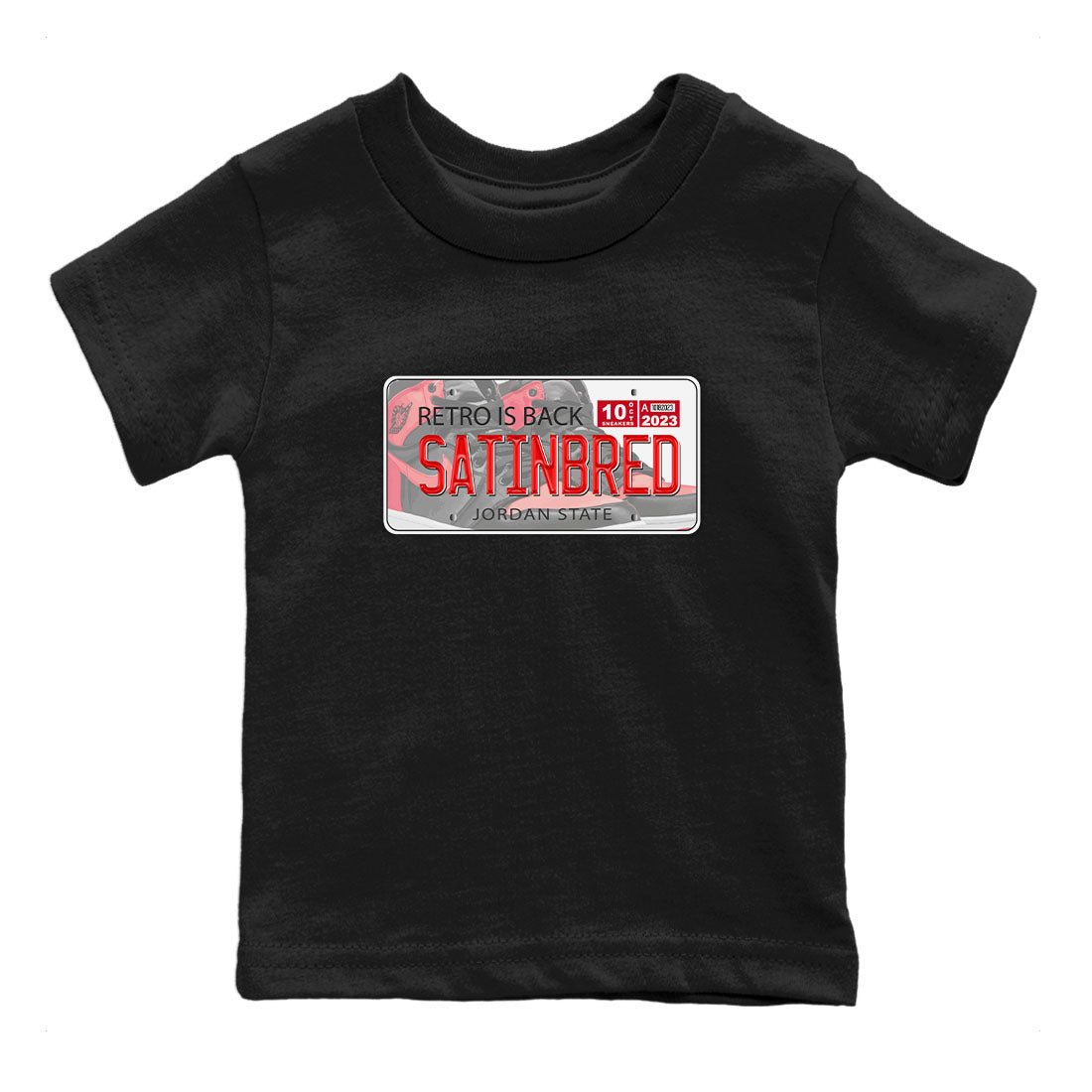 Air Jordan 1 Satin Bred shirt to match jordans Jordan Plate sneaker tees AJ1 Retro Satin Bred Drip Gear Zone Sneaker Matching Clothing Brand Baby Toddler Black 2 T-Shirt