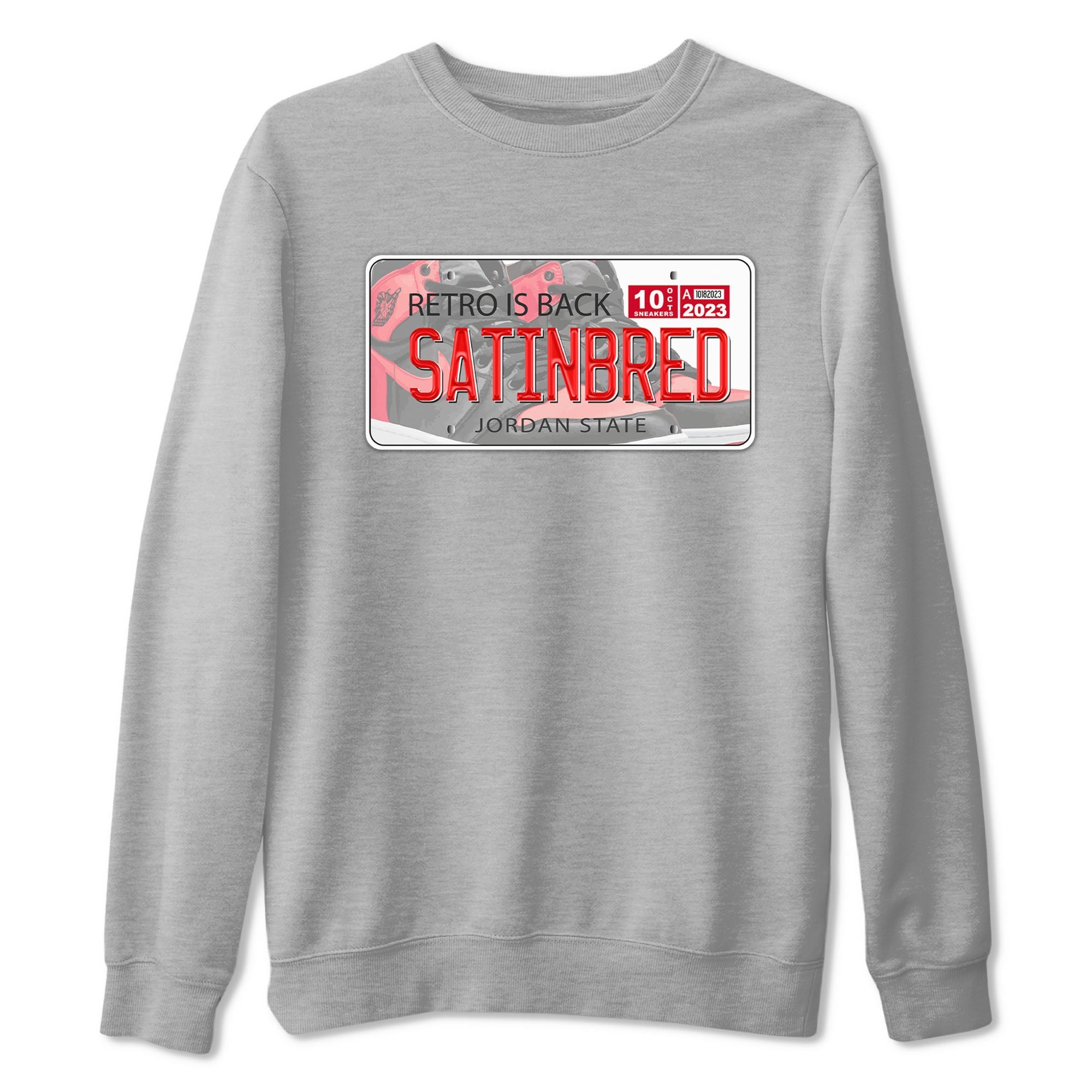Air Jordan 1 Satin Bred shirt to match jordans Jordan Plate sneaker tees AJ1 Retro Satin Bred Drip Gear Zone Sneaker Matching Clothing Brand Unisex Sneaker Tee Heather Grey 2 T-Shirt