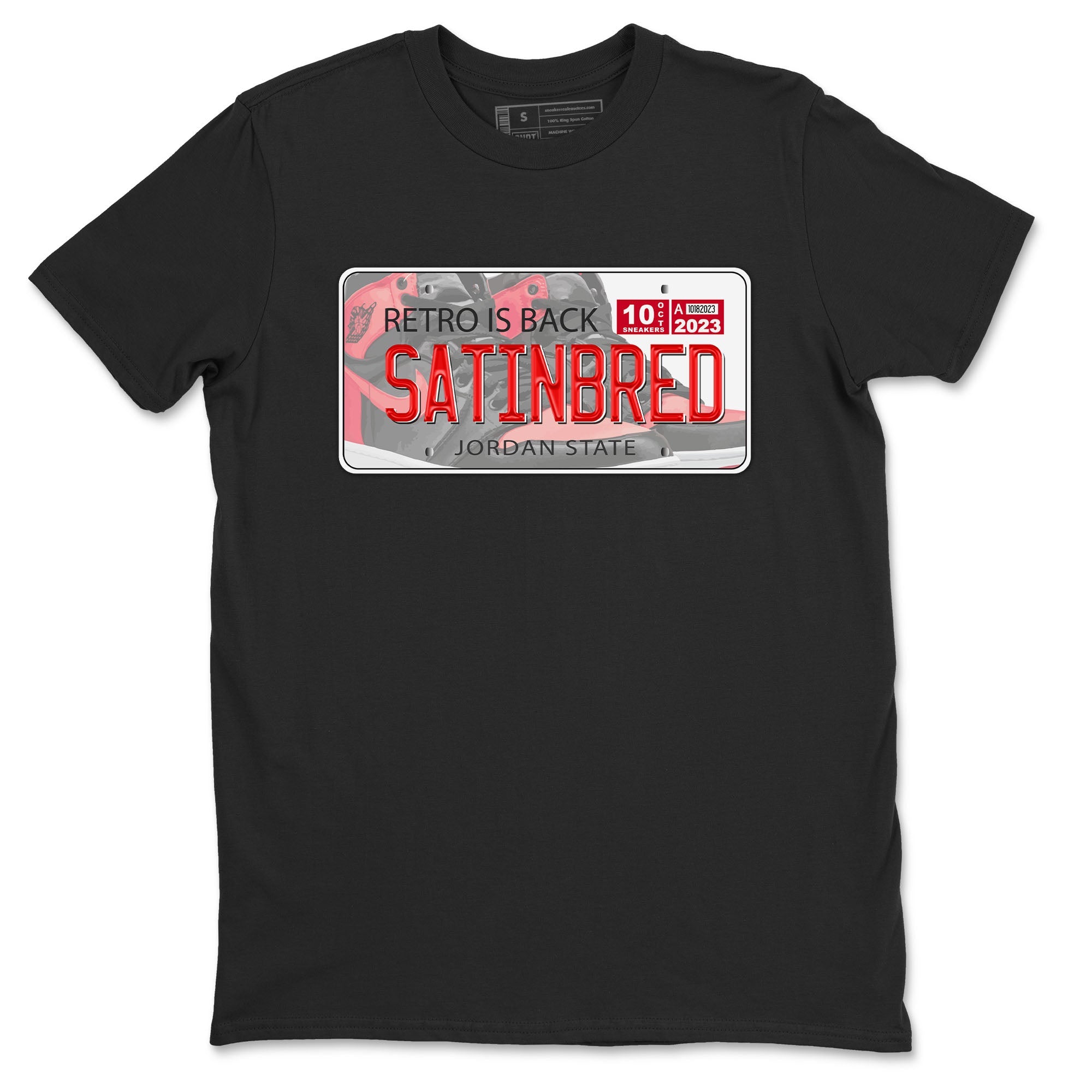 Air Jordan 1 Satin Bred shirt to match jordans Jordan Plate sneaker tees AJ1 Retro Satin Bred Drip Gear Zone Sneaker Matching Clothing Brand Unisex Sneaker Tee Black 2 T-Shirt