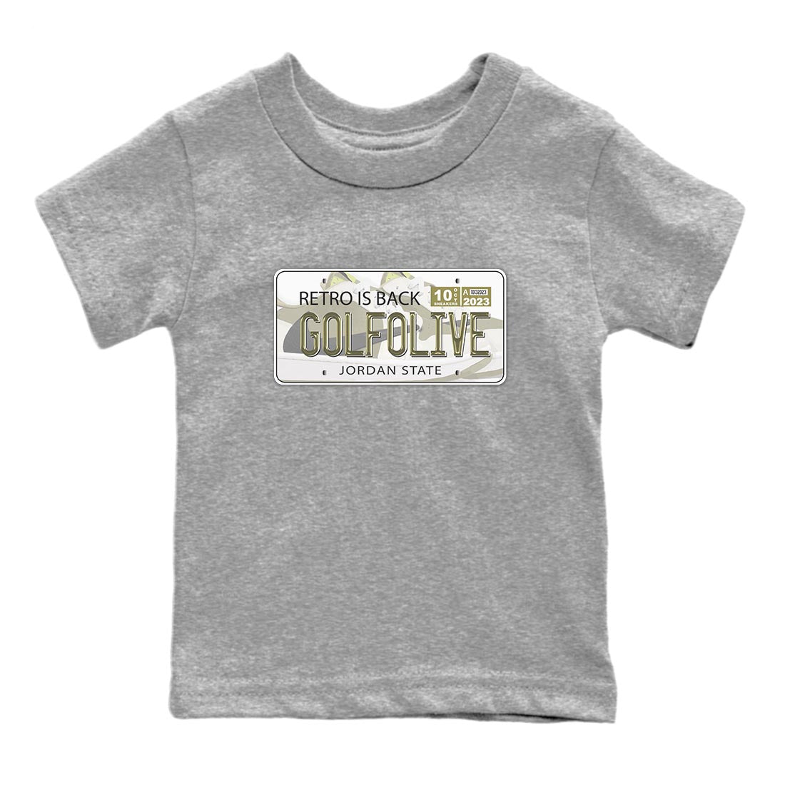 Jordan 1 Low X Travis Scott Golf Olive shirt to match jordans Jordan Plate sneaker release tees Air Jordan 1 Travis Scott Golf Olive Drip Gear Zone Baby Toddler Heather Grey 2 T-Shirt