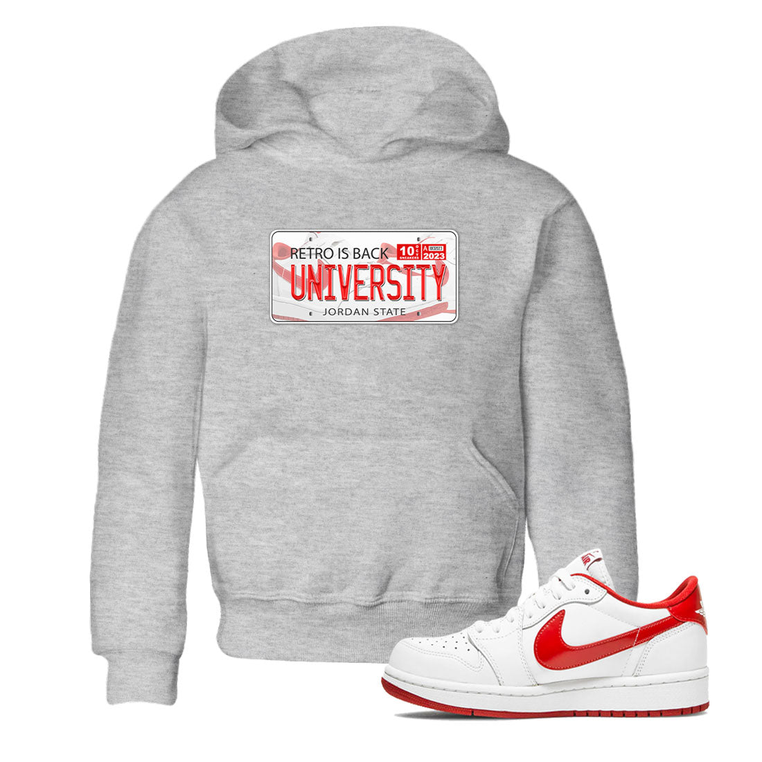 1s Low University Red shirt to match jordans Jordan Plate sneaker tees Air Jordan 1 University Red Drip Gear Zone Sneaker Matching Clothing Brand Baby Toddler Heather Grey 1 T-Shirt