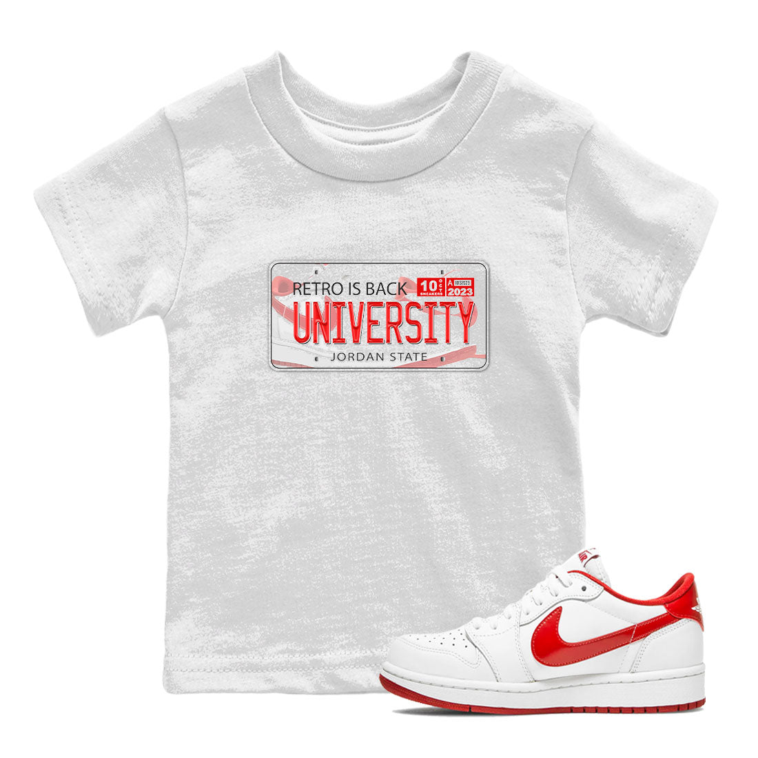 1s Low University Red shirt to match jordans Jordan Plate sneaker tees Air Jordan 1 University Red Drip Gear Zone Sneaker Matching Clothing Brand Baby Toddler White 1 T-Shirt