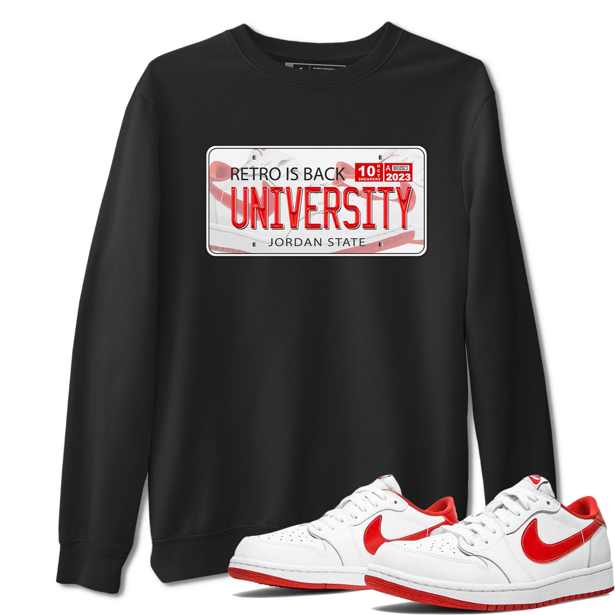 1s Low University Red shirt to match jordans Jordan Plate sneaker tees Air Jordan 1 University Red Drip Gear Zone Sneaker Matching Clothing Brand Unisex Sneaker Tee Black 1 T-Shirt