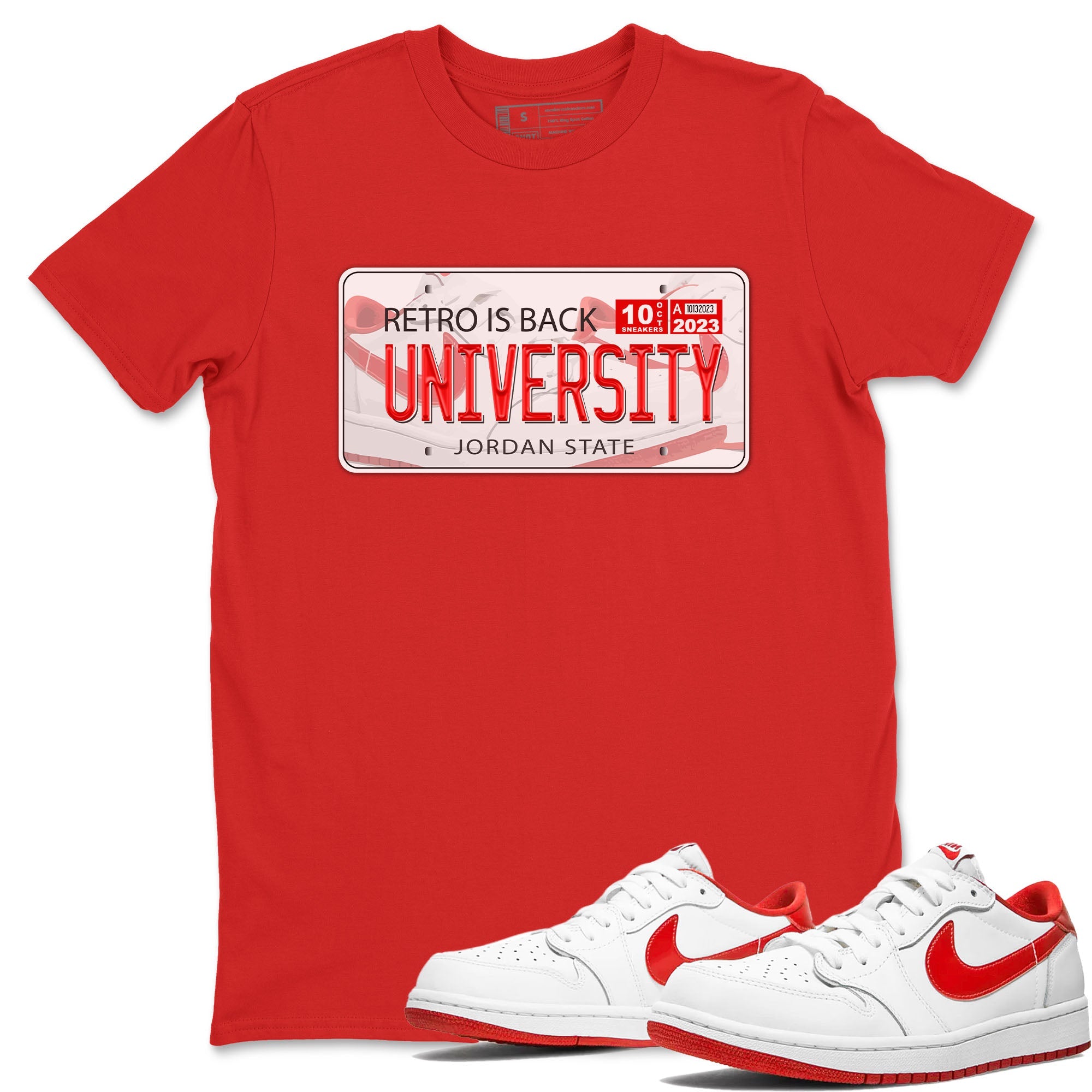 1s Low University Red shirt to match jordans Jordan Plate sneaker tees Air Jordan 1 University Red Drip Gear Zone Sneaker Matching Clothing Brand Unisex Sneaker Tee Red 1 T-Shirt