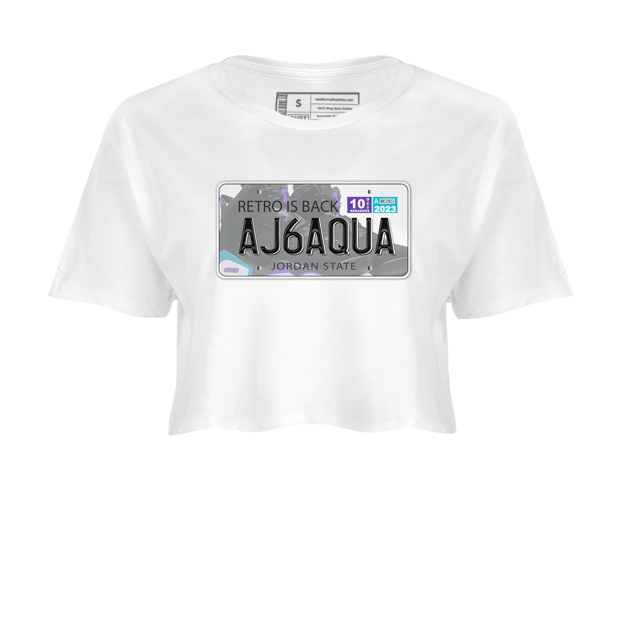 AJ6 Aqua shirt to match jordans Jordan Plate sneaker release tees Air Jordan 6 Aqua Drip Gear Zone White 2 Crop T-Shirt
