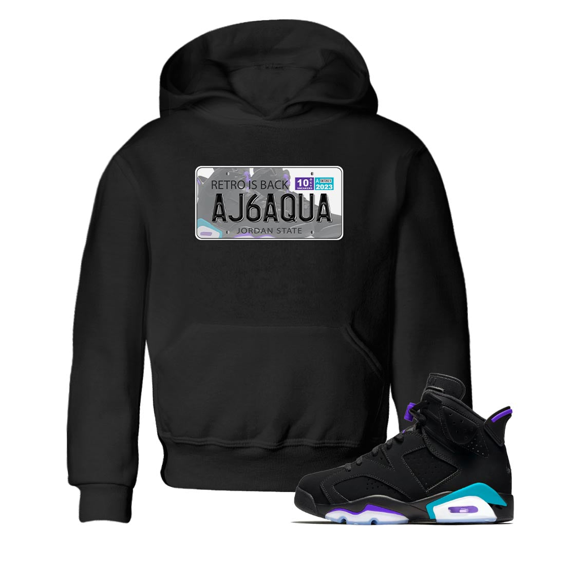 AJ6 Aqua shirt to match jordans Jordan Plate sneaker release tees Air Jordan 6 Aqua Drip Gear Zone Baby Toddler Black 1 T-Shirt