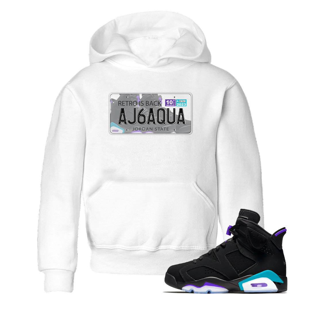AJ6 Aqua shirt to match jordans Jordan Plate sneaker release tees Air Jordan 6 Aqua Drip Gear Zone Baby Toddler White 1 T-Shirt
