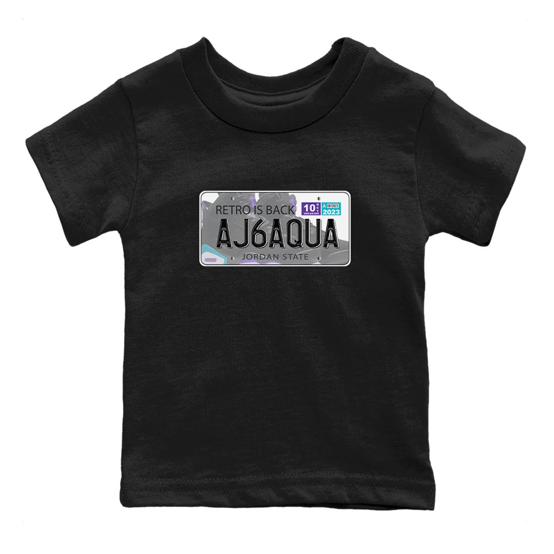 AJ6 Aqua shirt to match jordans Jordan Plate sneaker release tees Air Jordan 6 Aqua Drip Gear Zone Baby Toddler Black 2 T-Shirt