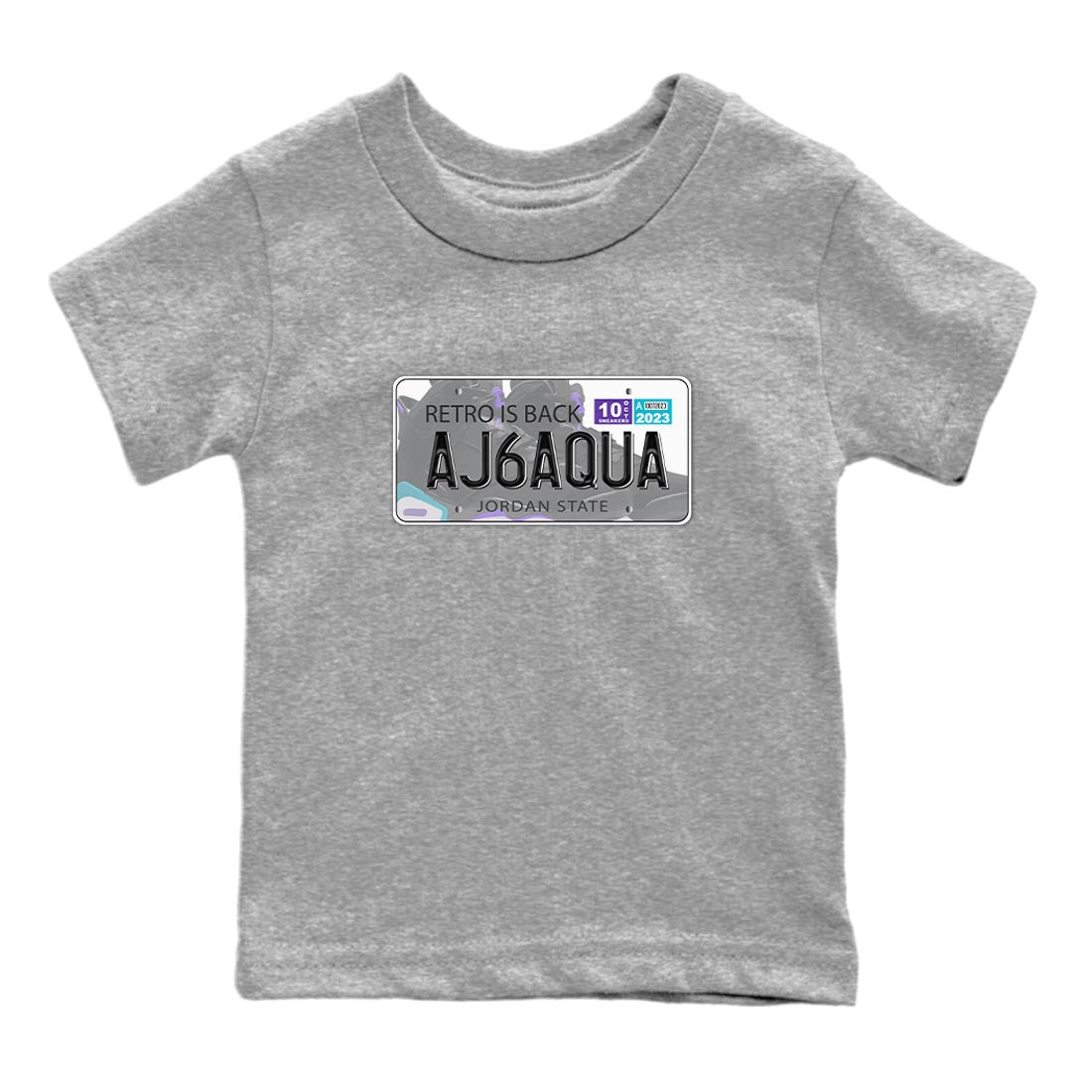 AJ6 Aqua shirt to match jordans Jordan Plate sneaker release tees Air Jordan 6 Aqua Drip Gear Zone Baby Toddler Heather Grey 2 T-Shirt