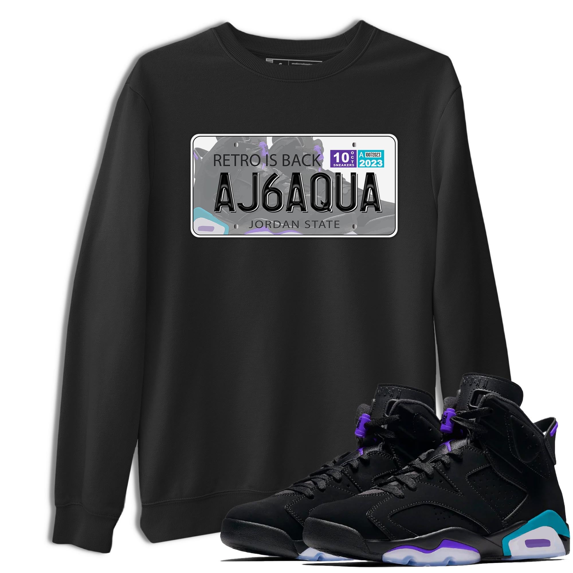 AJ6 Aqua shirt to match jordans Jordan Plate sneaker release tees Air Jordan 6 Aqua Drip Gear Zone Unisex Streetwear Clothing Black 1 T-Shirt